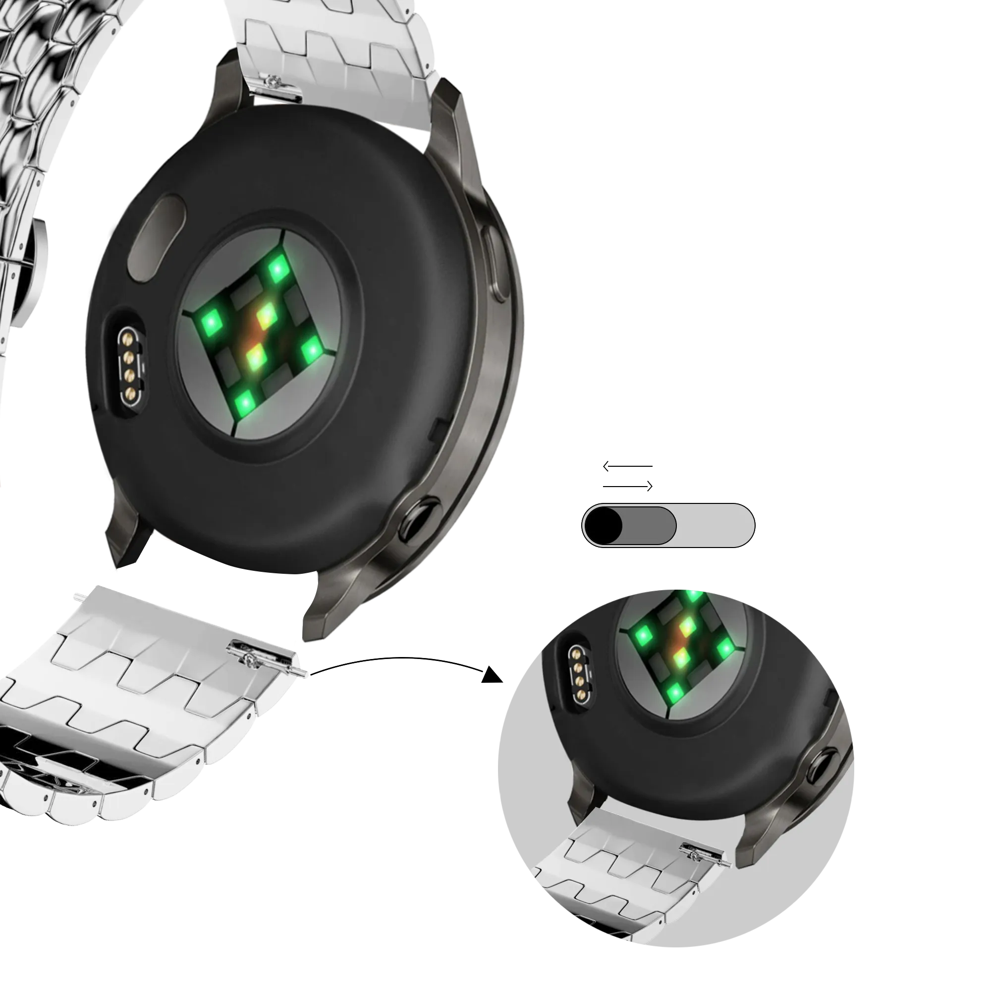 Bandz Garmin Bounce 2 Stahlarmband 'Dragon' (Silber)