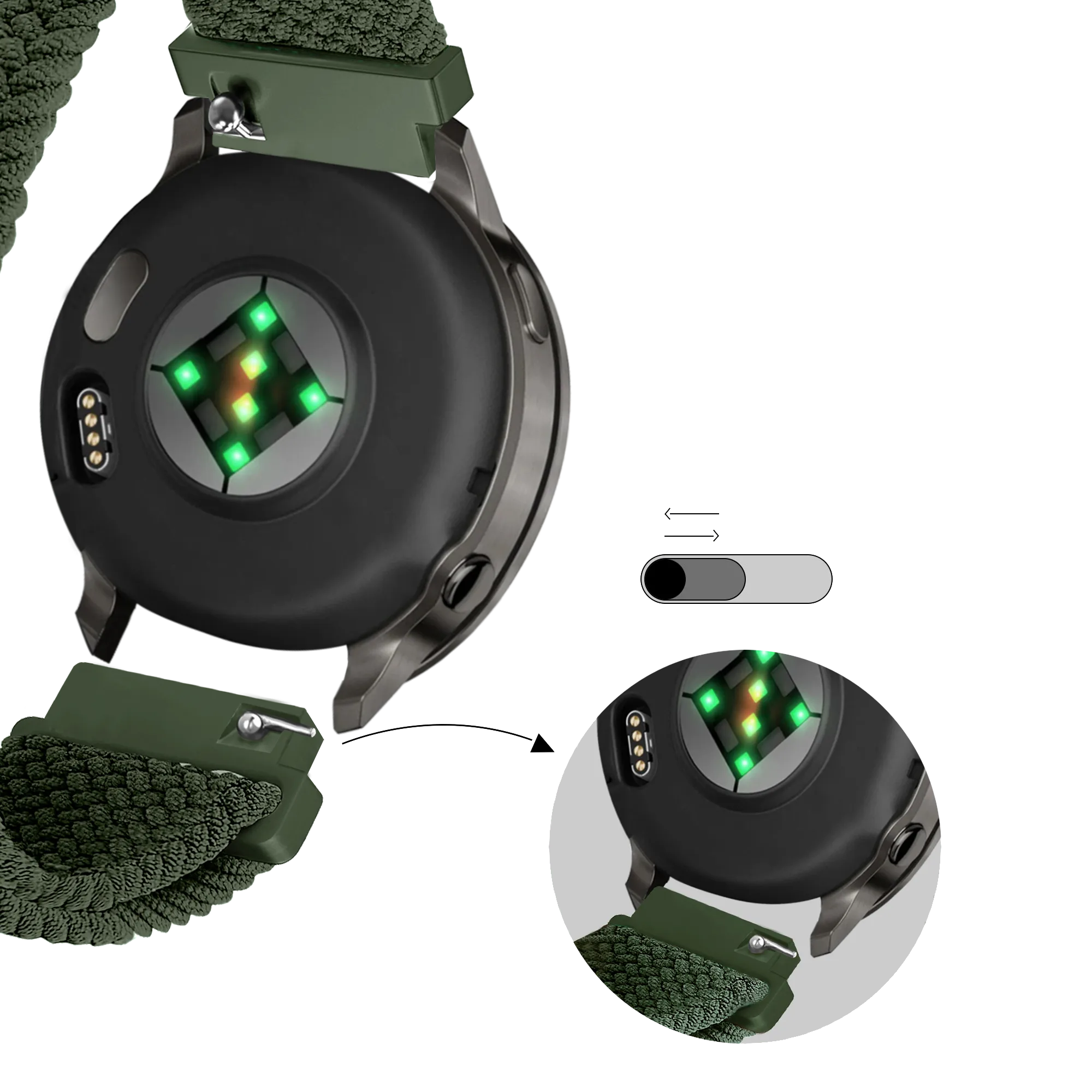 Bandz Correa trenzada ajustable Garmin Venu 2s (verde)