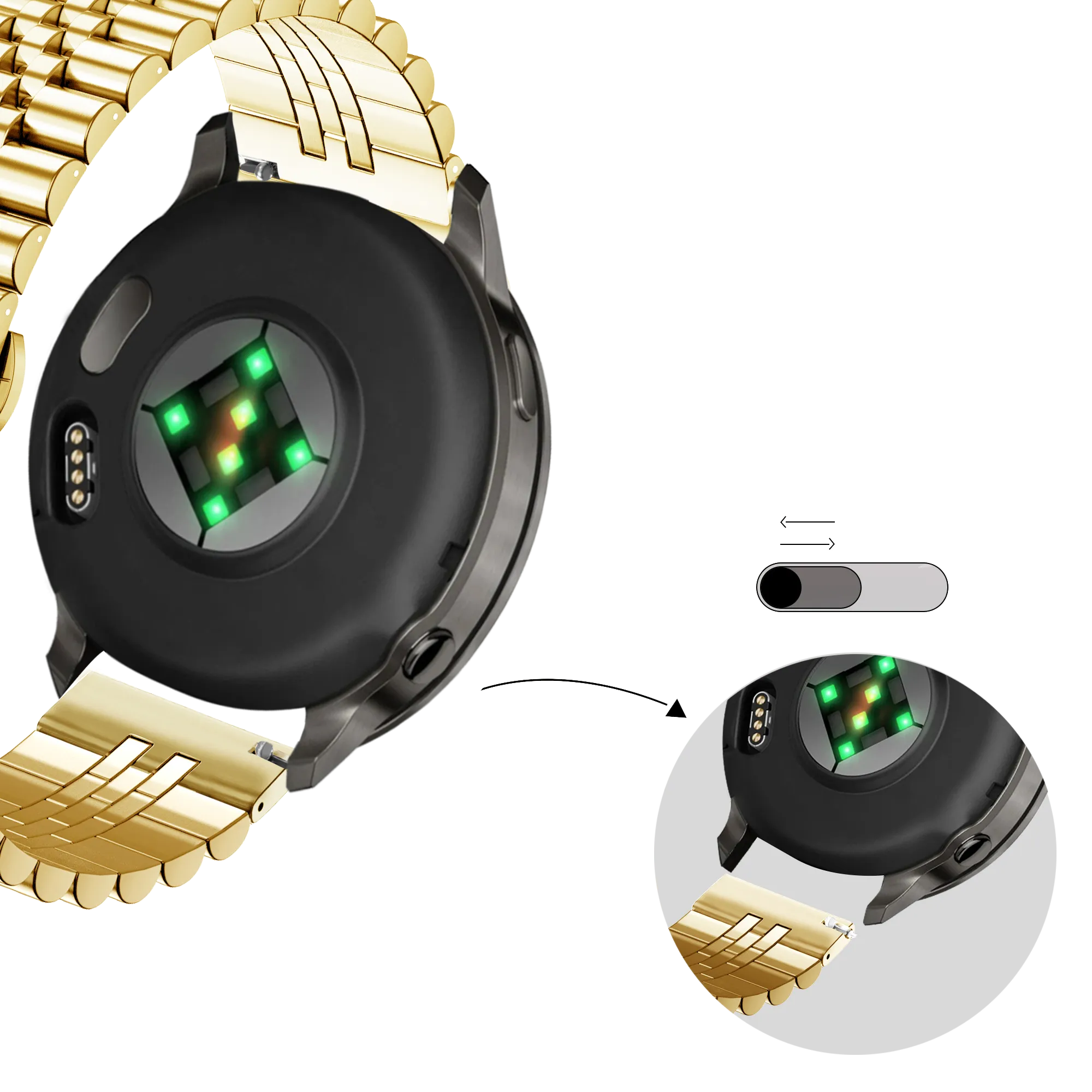 Bandz Garmin Venu 4 - 41mm stalen band 'Jubilee' (goud)