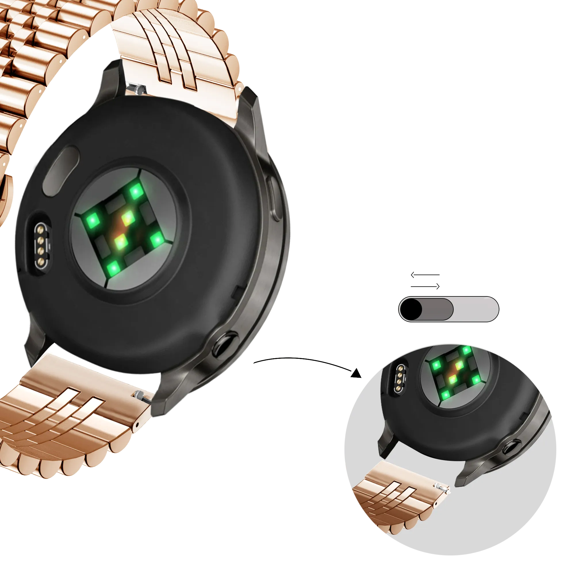 Bandz Garmin Venu 4 - 41mm stalen band 'Jubilee' (rosé goud)