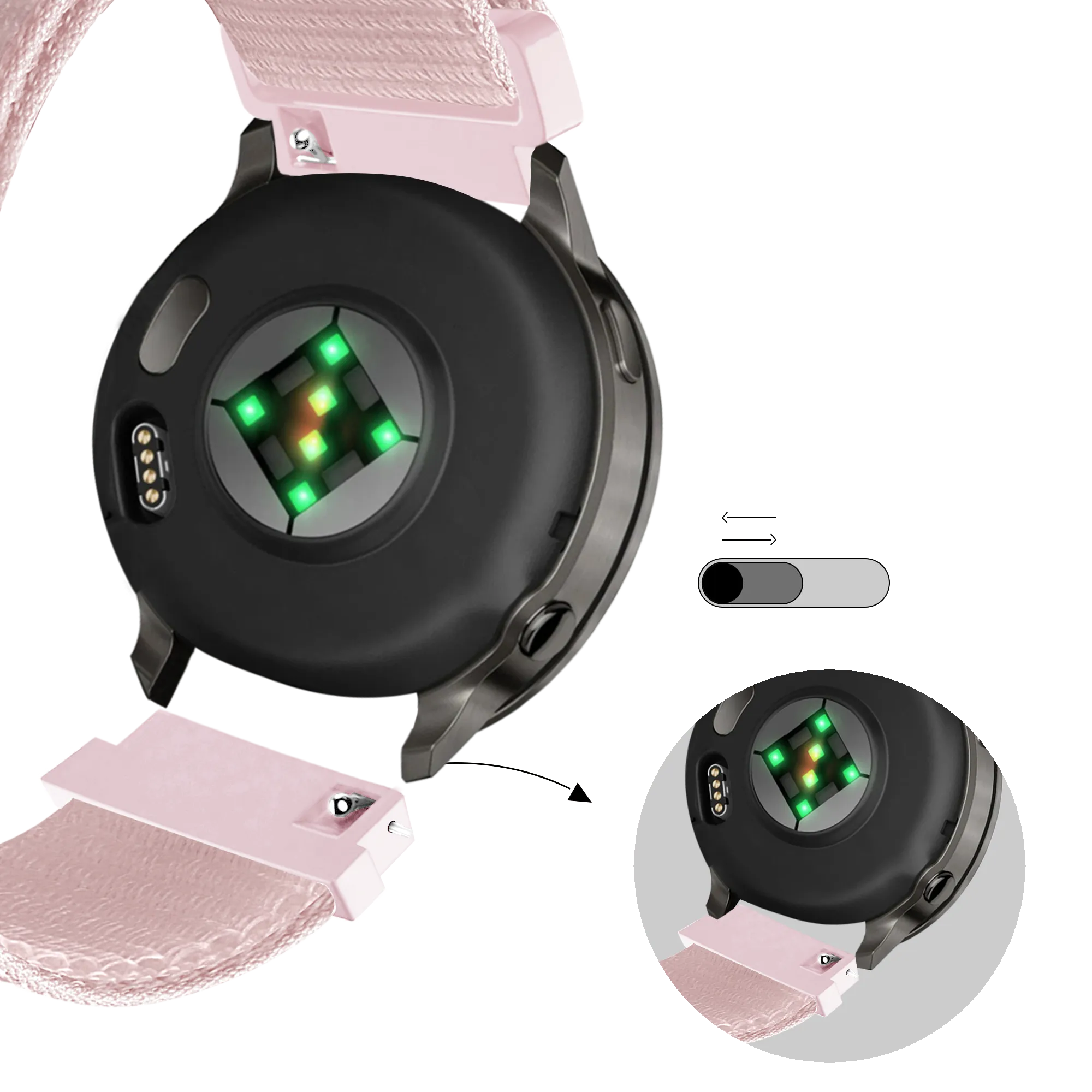 Bandz Garmin Forerunner 170 Nylon Loop Strap (Light Pink)
