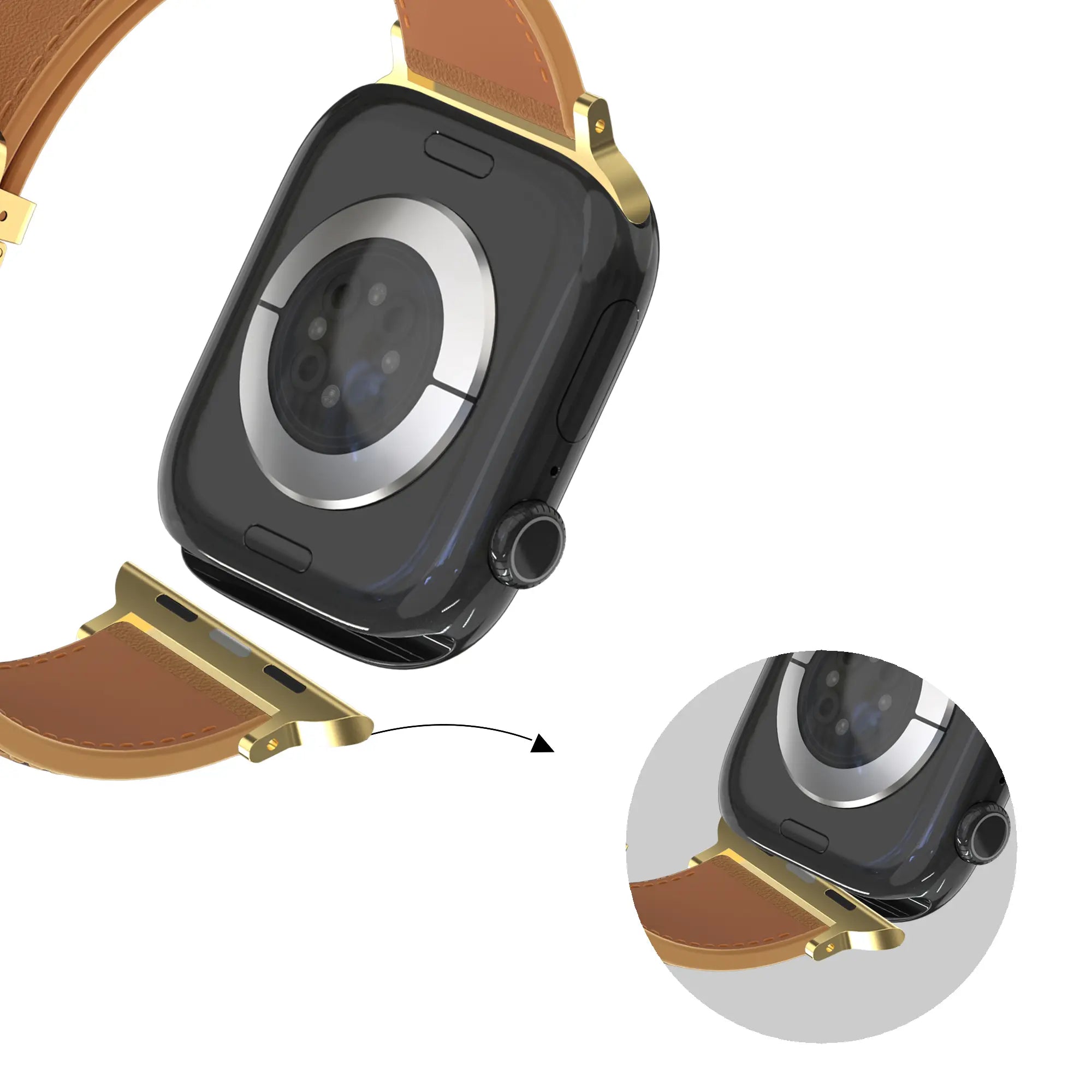Bandz Apple Watch Lederen band 'D-Type' (milk tea)