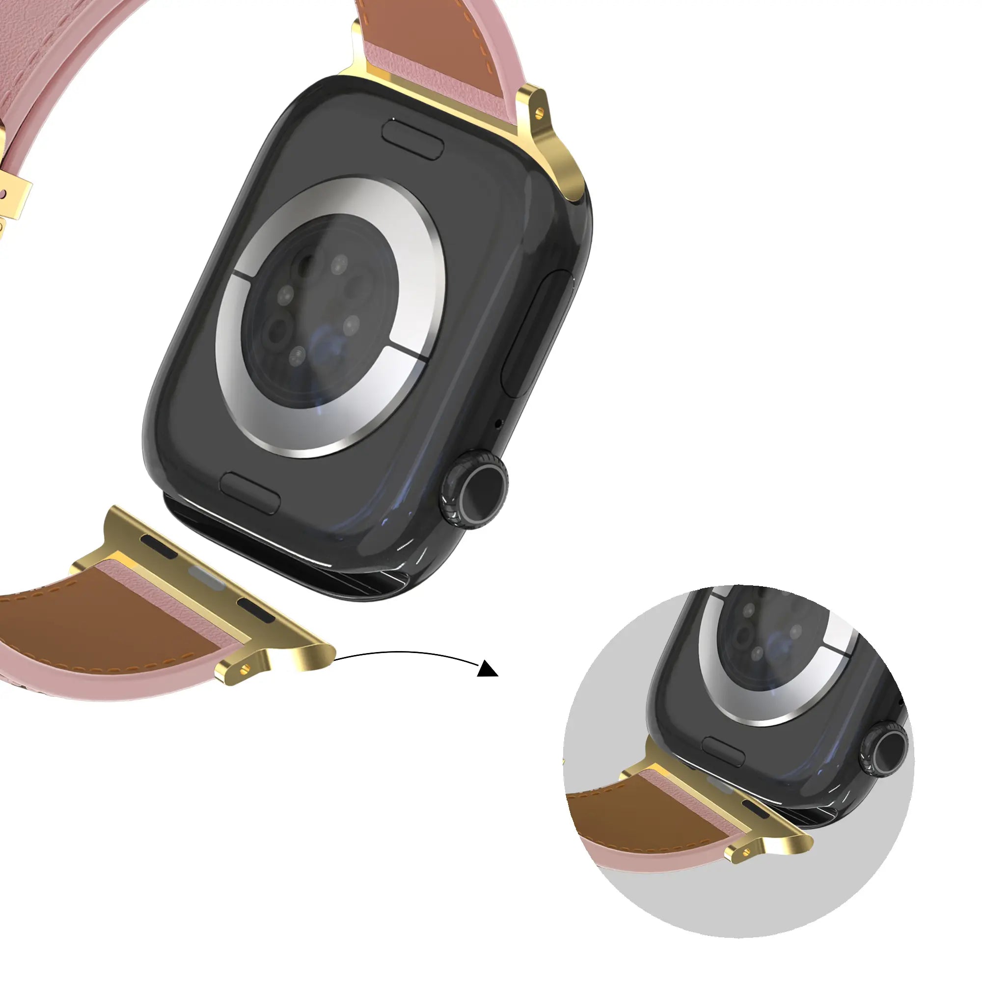 Bandz Apple Watch Lederen band 'D-Type' (roze)