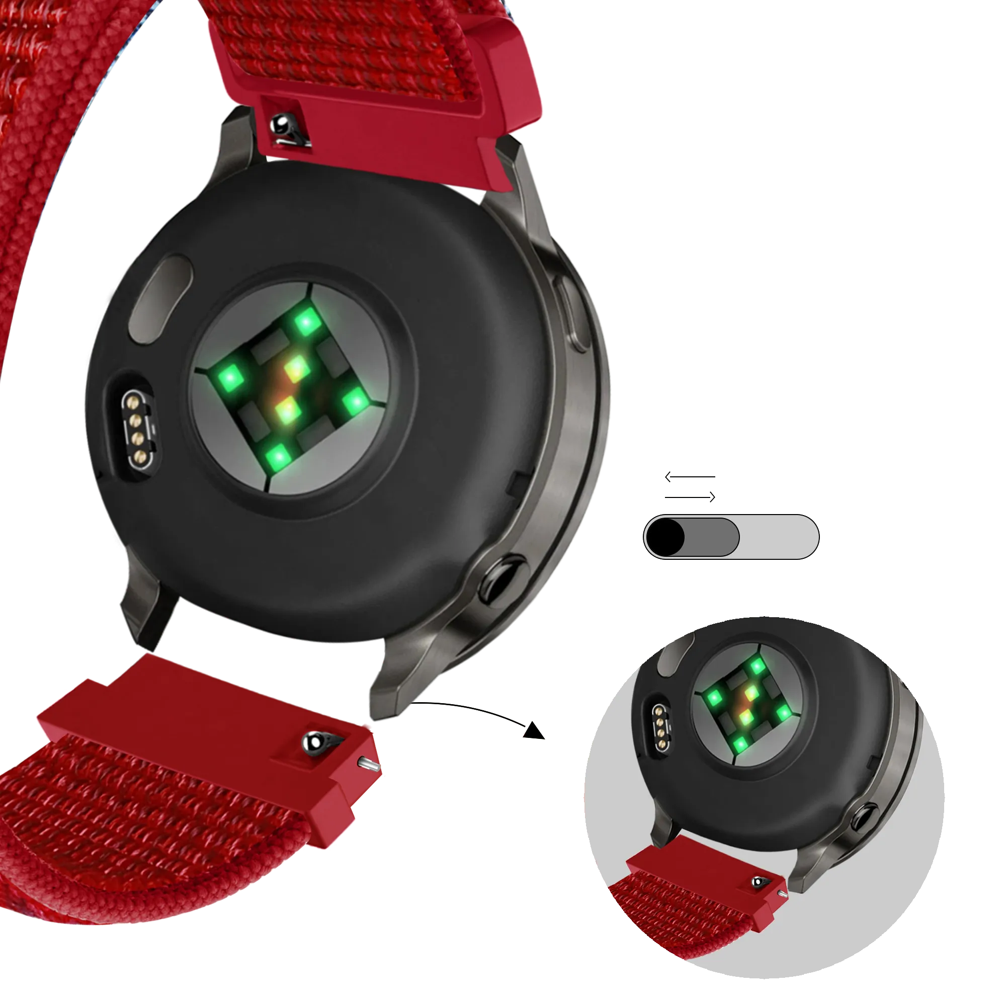 Bandz Garmin Forerunner 170 Nylon Loop Strap (Red)