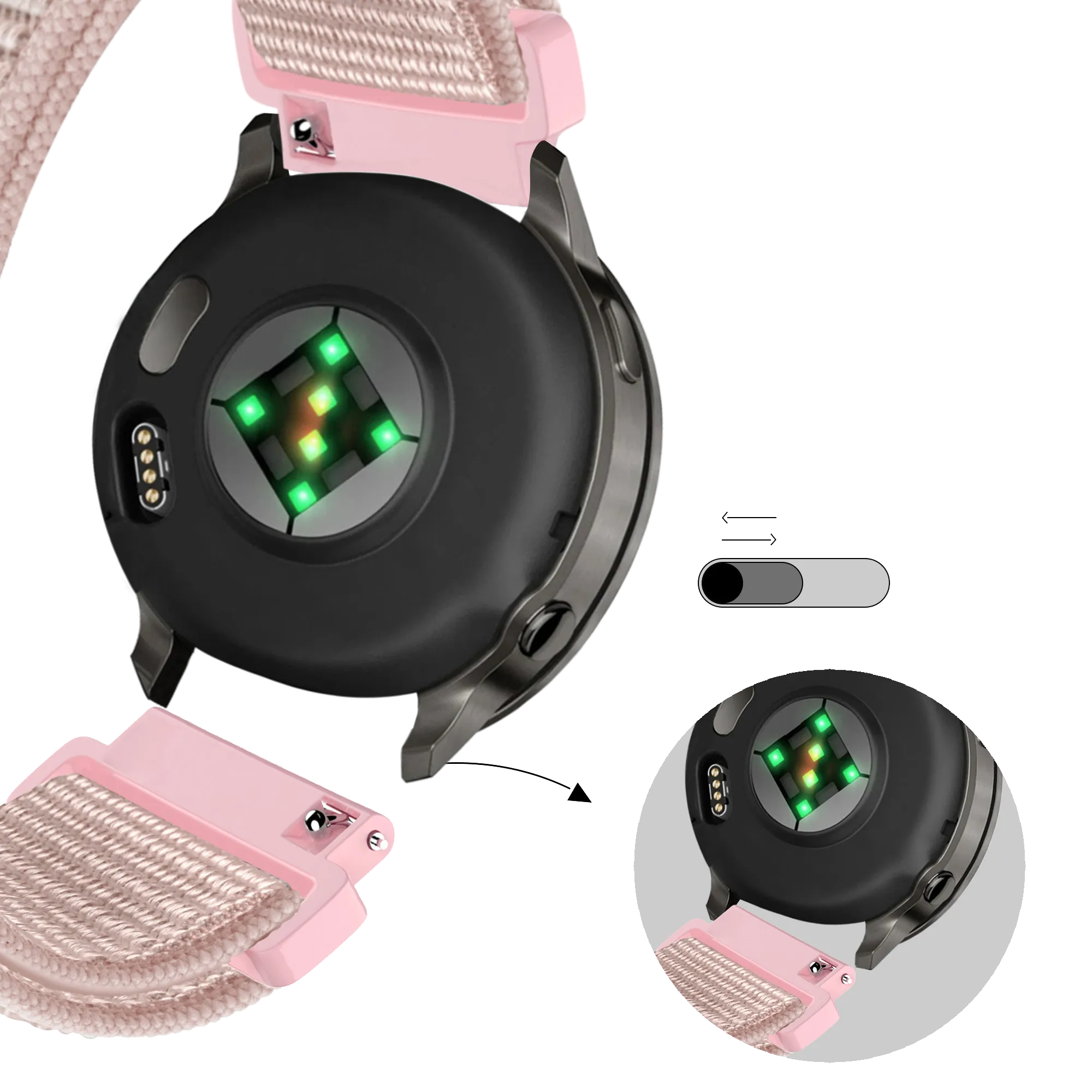 Bandz Correa nylon Loop Garmin Approach J1 (rosado dorado)