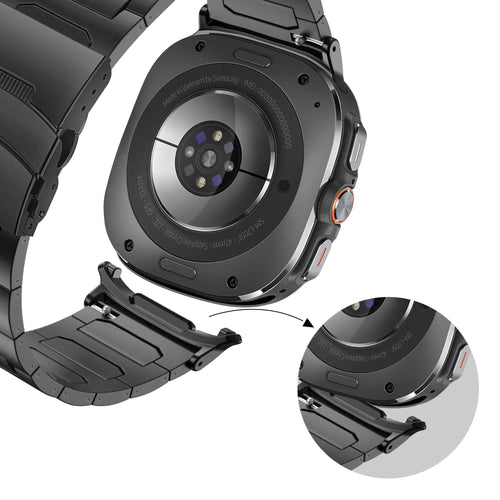 Bandz Samsung Galaxy Watch Ultra 2 titanium band 'Deluxe' (zwart)