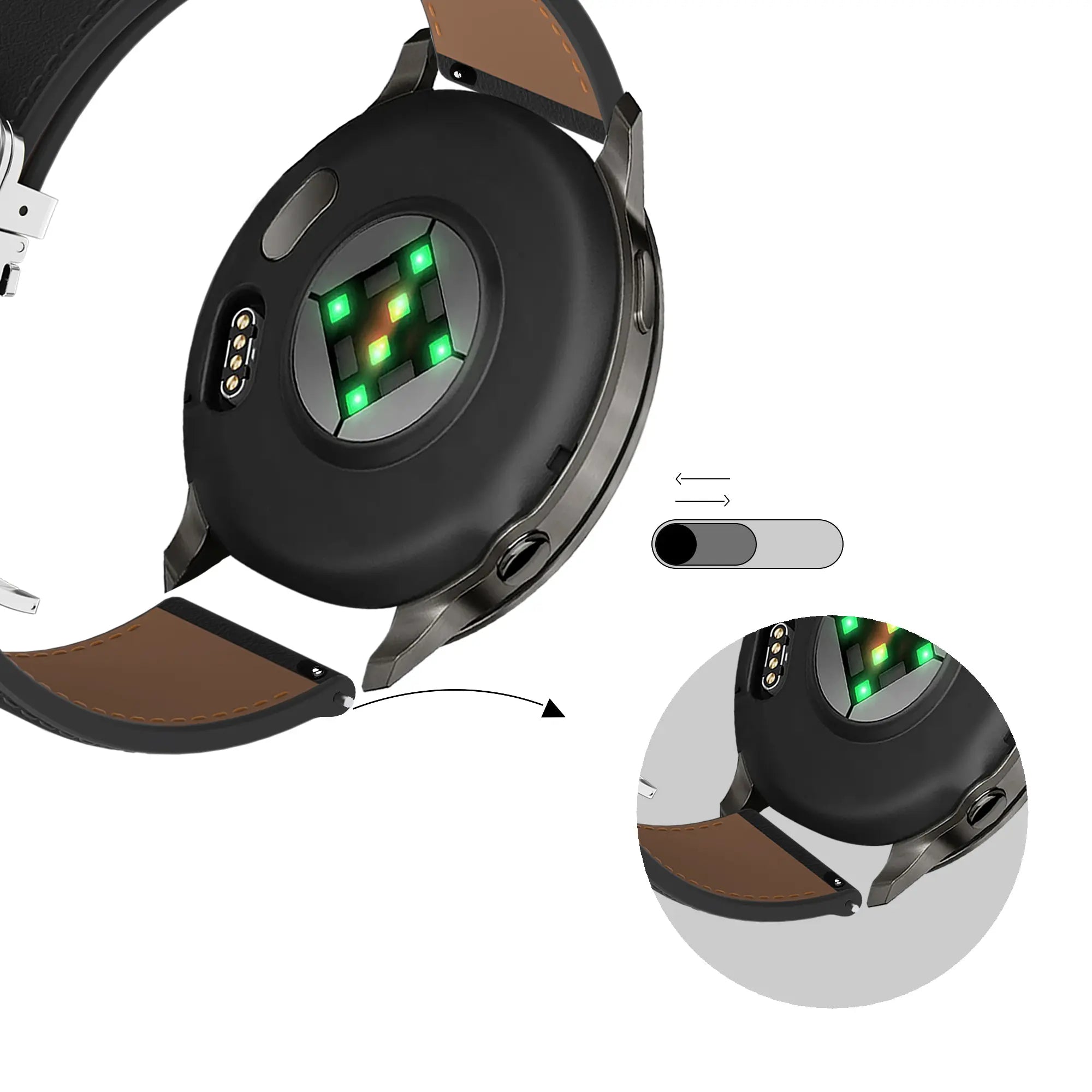 Bandz Amazfit Cheetah 2 Pro Leather Strap 'D-Type' (Black)
