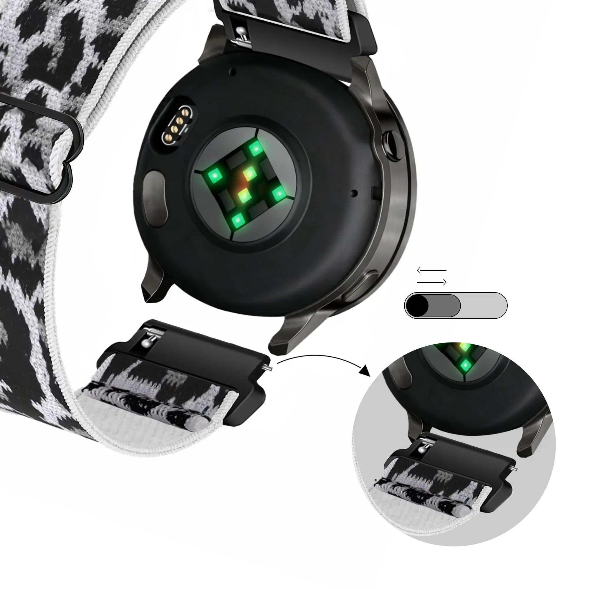 Bandz Correa nylon elástica Garmin Vivomove 3s (leopardo blanco)