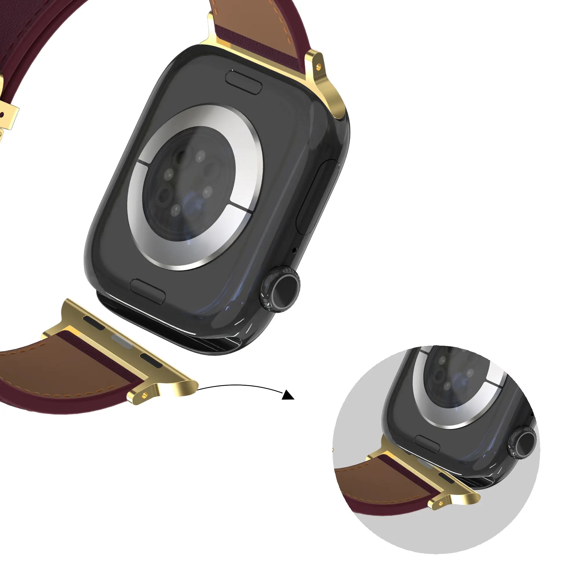 Bandz Apple Watch Lederen band 'D-Type' (wijnrood)