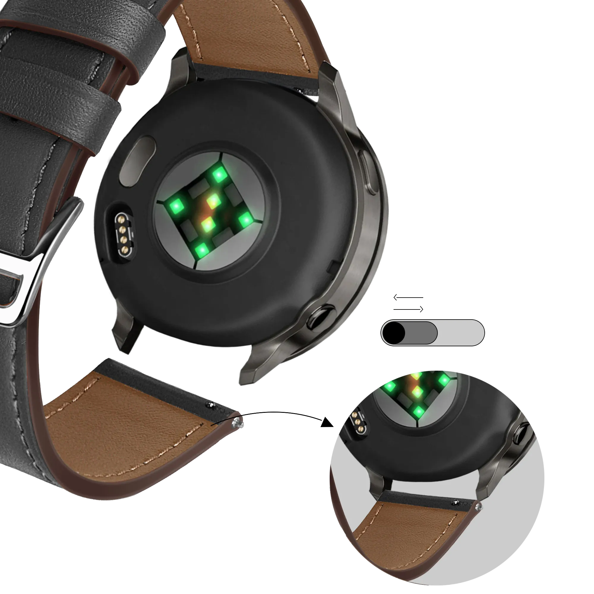 Bandz Garmin Venu 2 Leather Strap 'Deluxe' (Black)