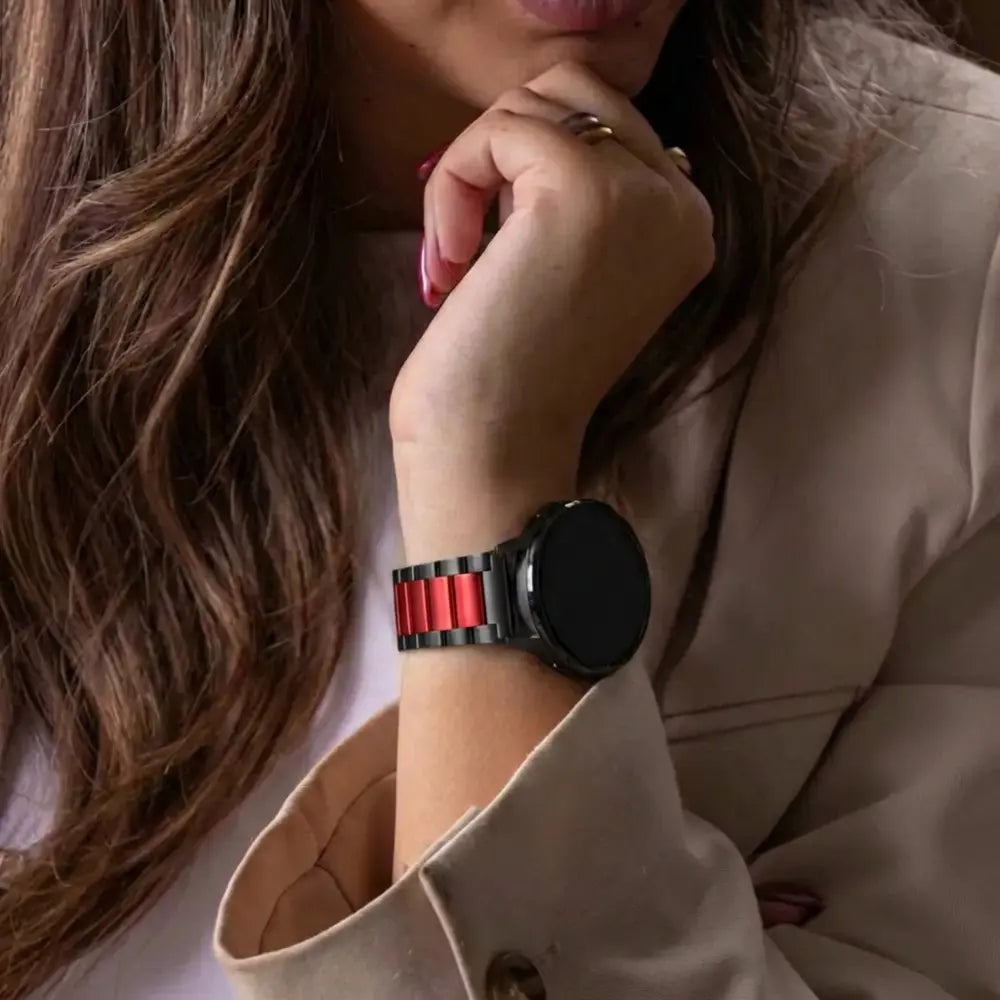 Samsung Galaxy Watch 5 - 40mm stalen schakel band (zwart/rood)