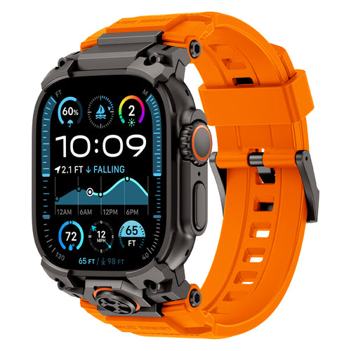Bracelet silicone 'Quatre griffes' Apple Watch Ultra (orange avec noir)