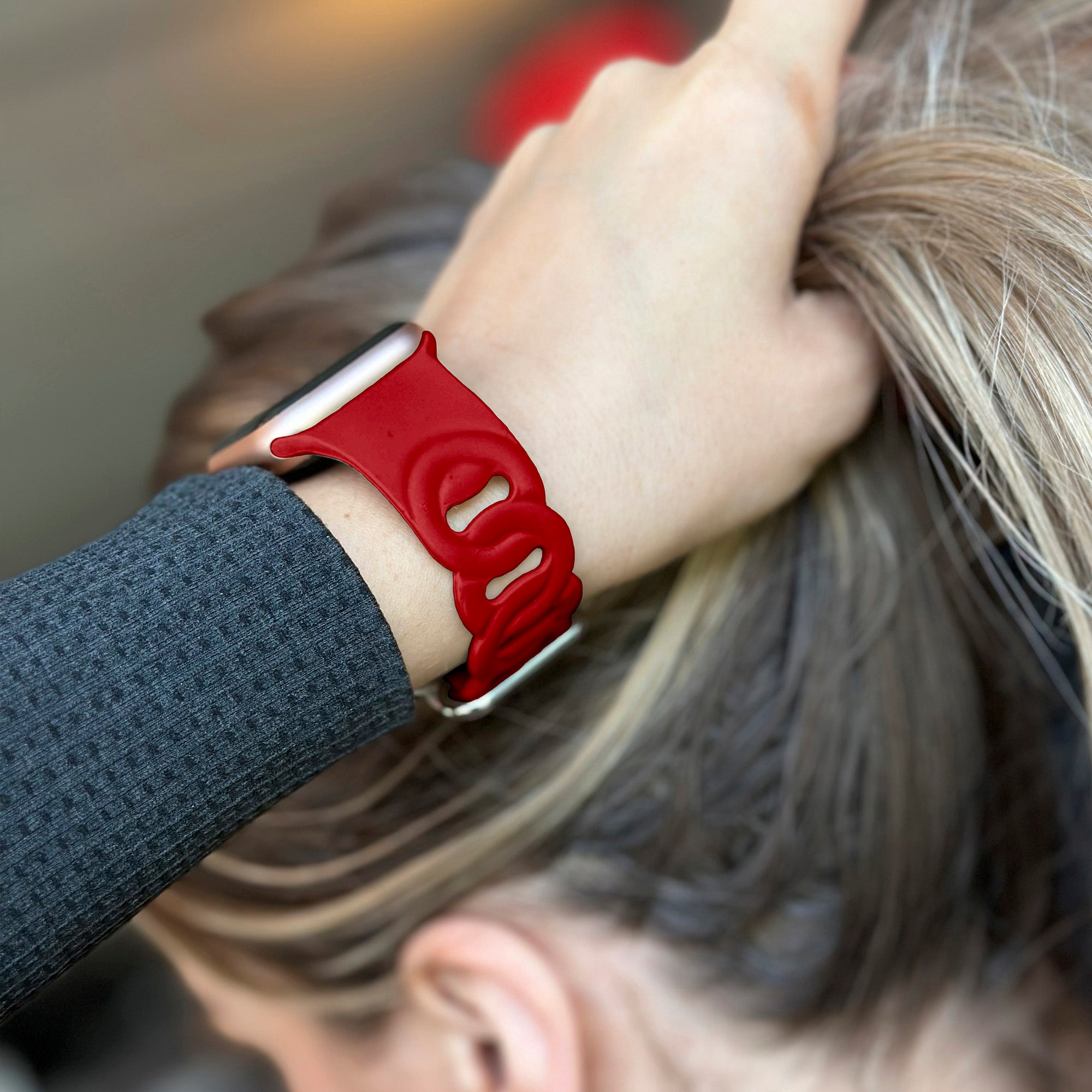 Correa silicona cadena Apple Watch (roja)