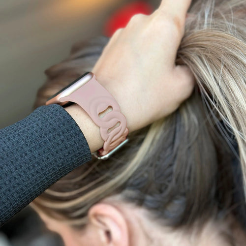 Bracelet silicone chaîne Apple Watch (rose)