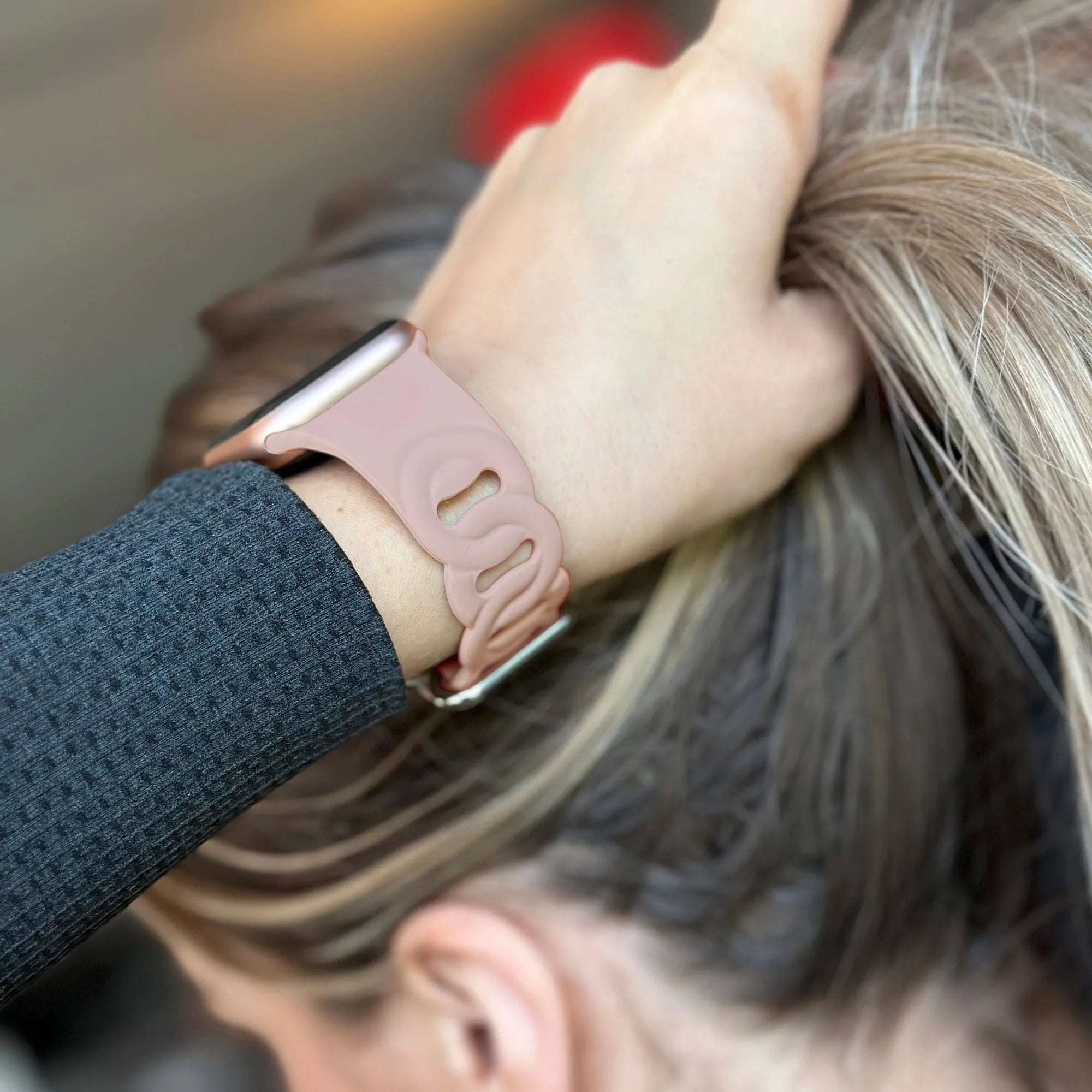 Correa silicona cadena Apple Watch (rosa)
