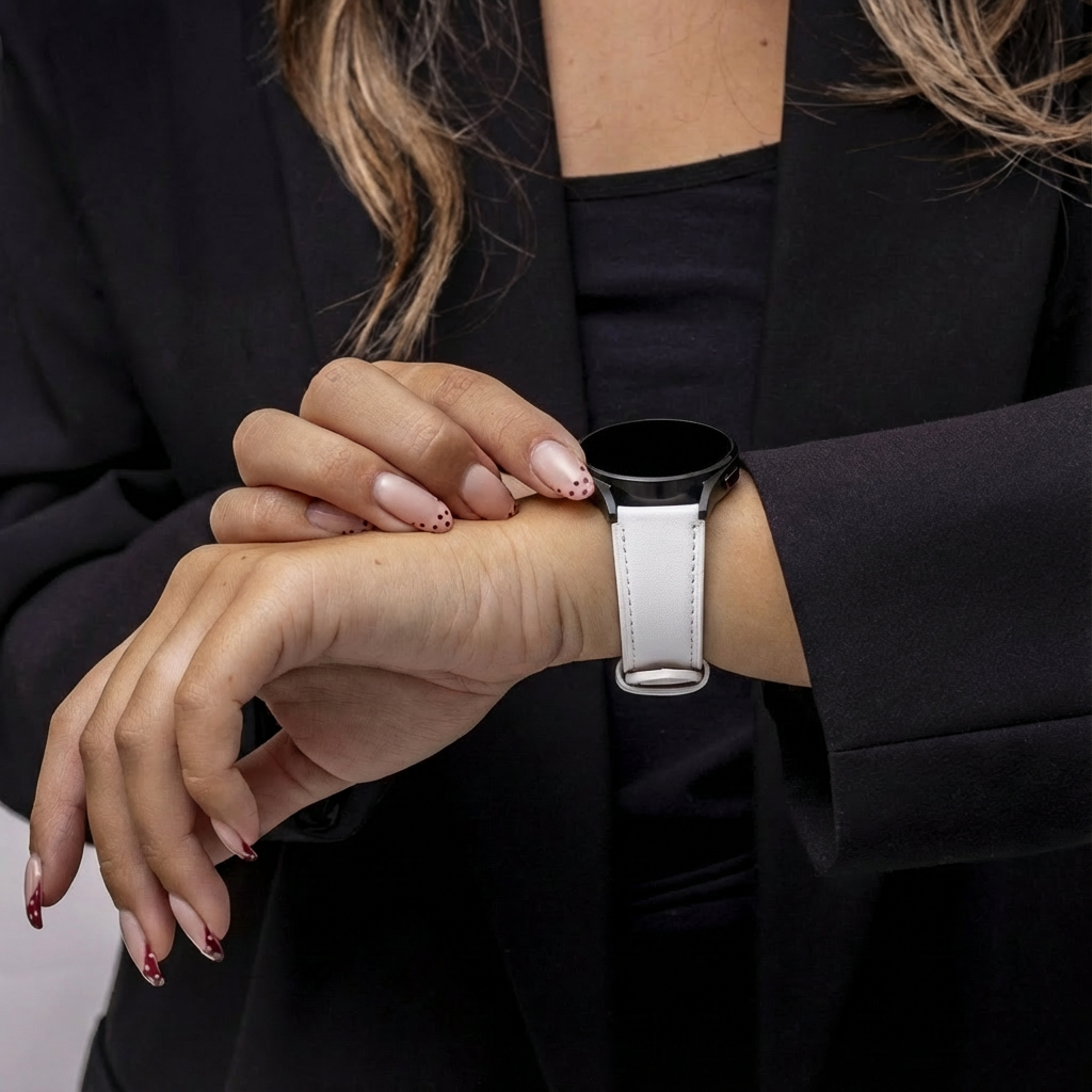 Correa cuero moderna Suunto Run (blanco)