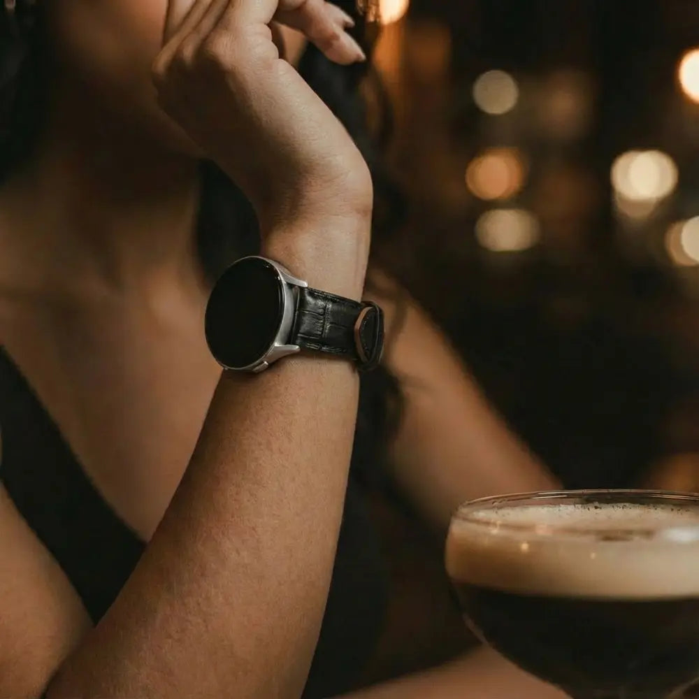 Samsung Galaxy Watch 5 Pro Leather Strap Crocodile Grain (Black)
