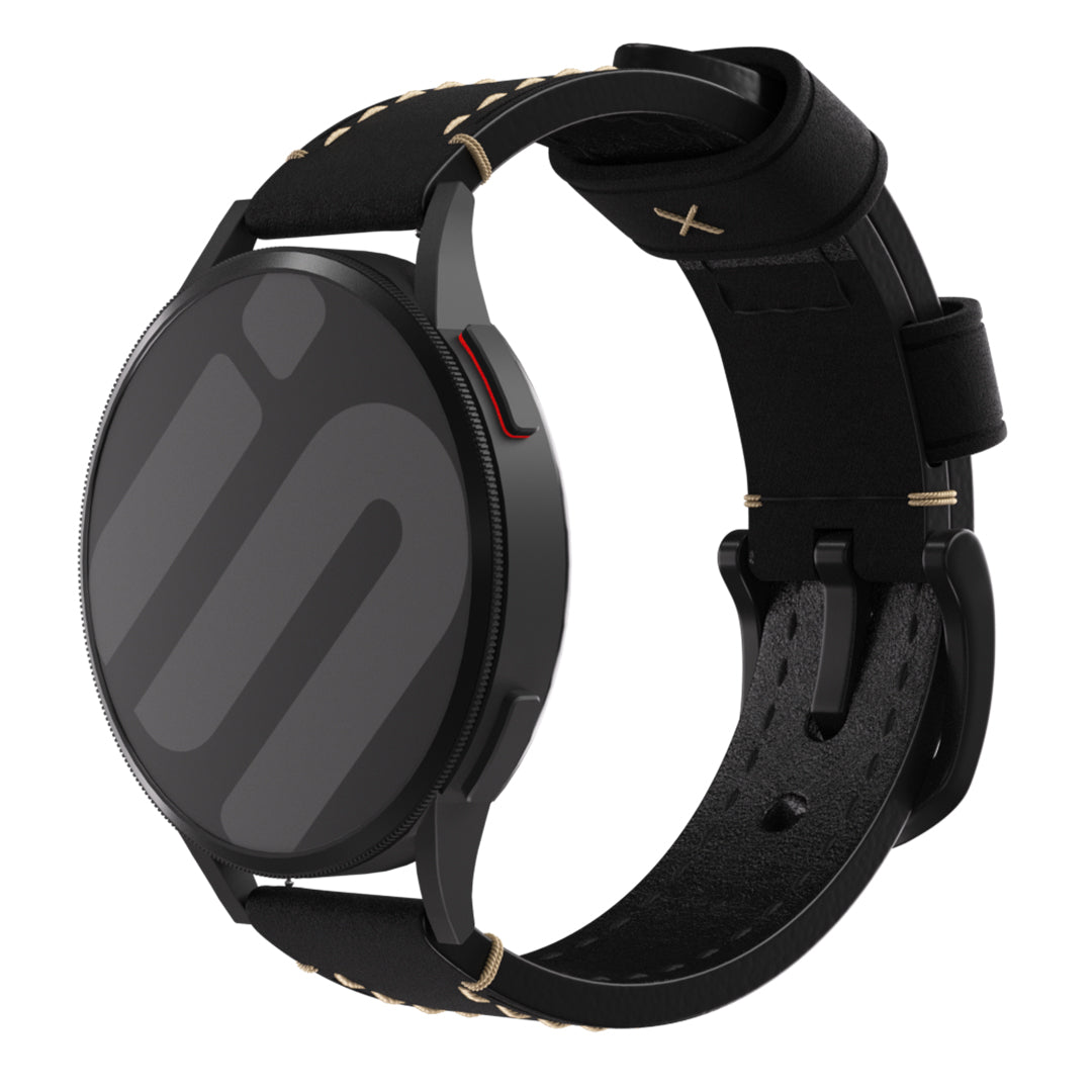 Correa reloj 18mm cuero auténtico - universal (negro)