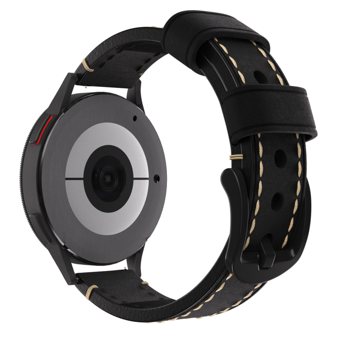 Correa reloj 18mm cuero auténtico - universal (negro)