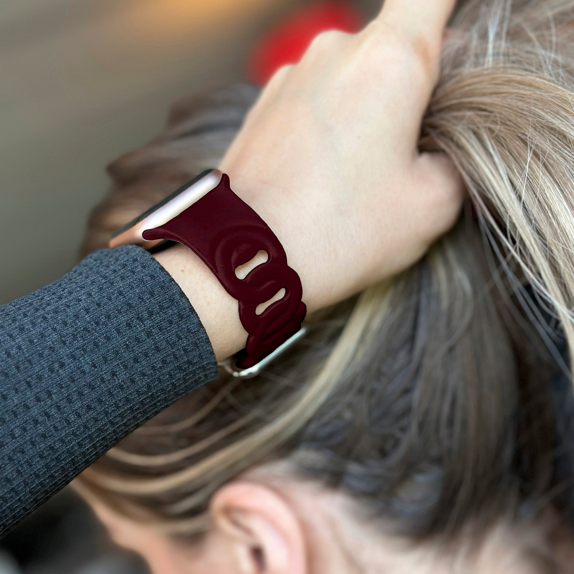 Correa silicona cadena Apple Watch (vino rojo)