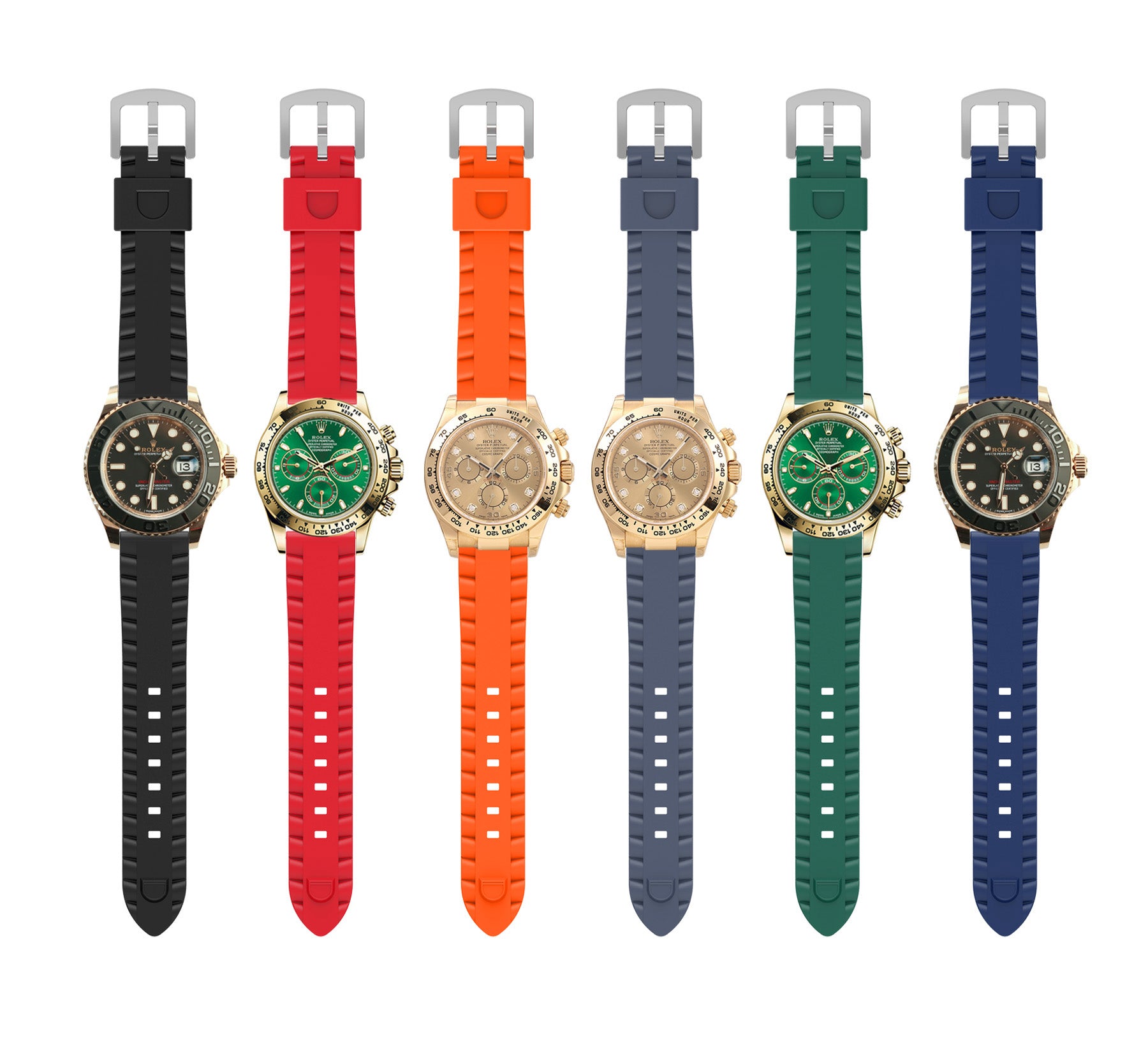 Universal 24mm Wave Silicone Strap (Orange)