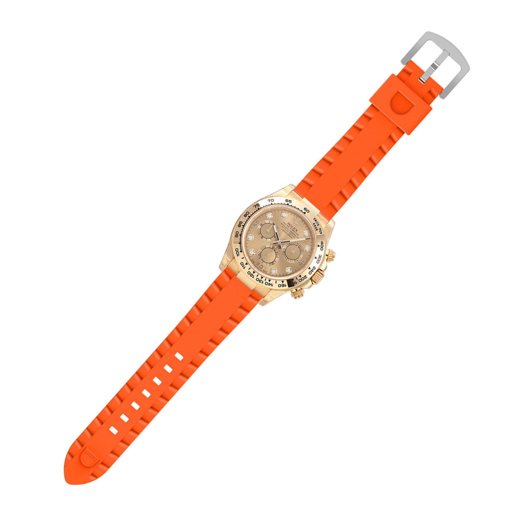 Universal 24mm Wave Silicone Strap (Orange)