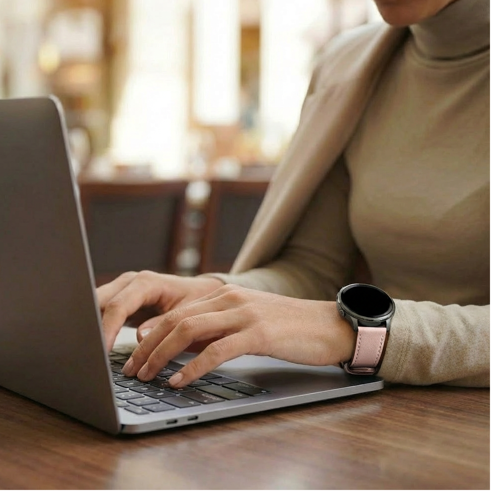 Bandz Garmin Forerunner 55 Leather Strap 'Deluxe' (Pink)