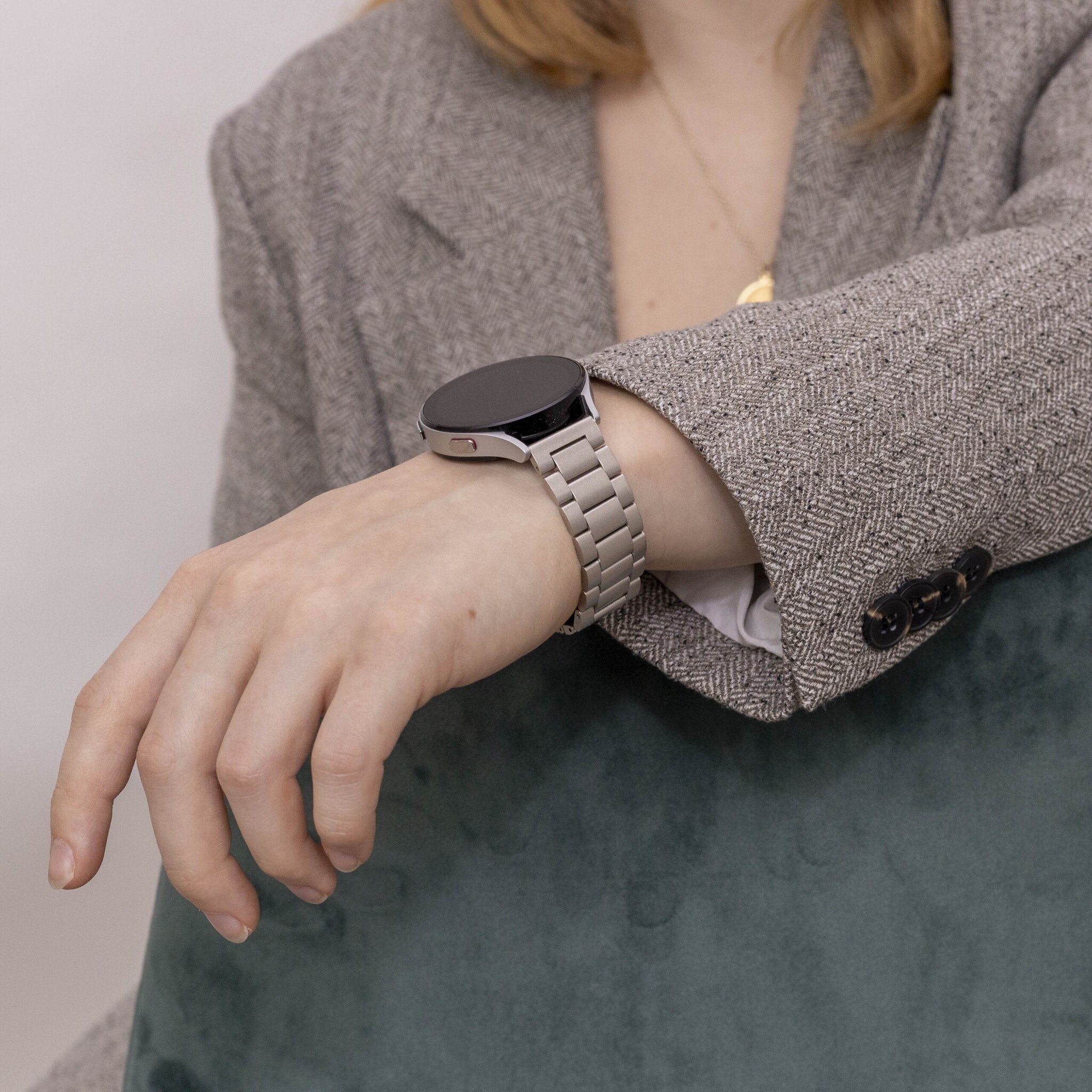 Correa de acero Samsung Galaxy Watch 5 Pro (blanco estrella)