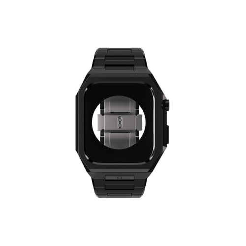 Reqior Apple Watch 45mm case met stalen band 'Nautilus' (zwart)