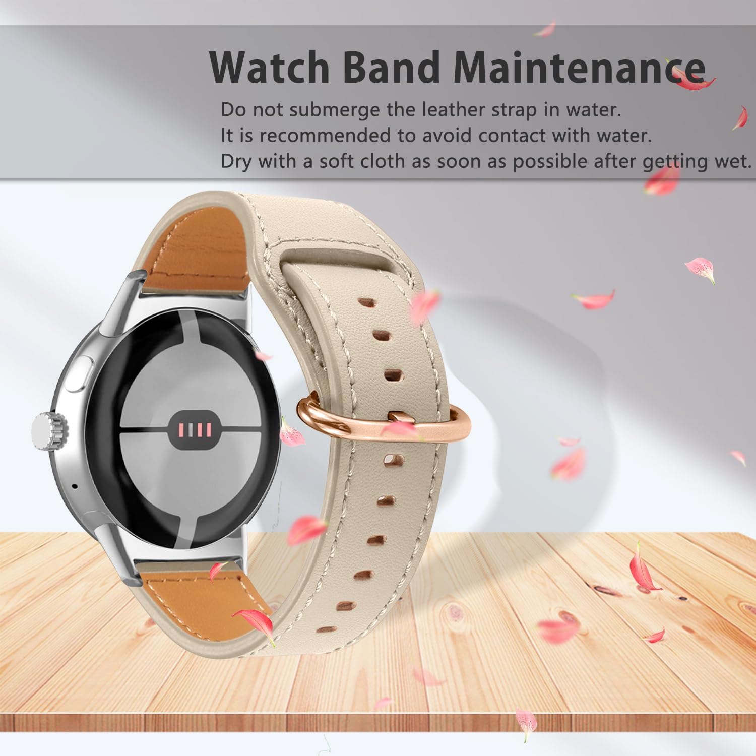 Correa cuero con hebilla Google Pixel Watch 4 - 41mm (beige)