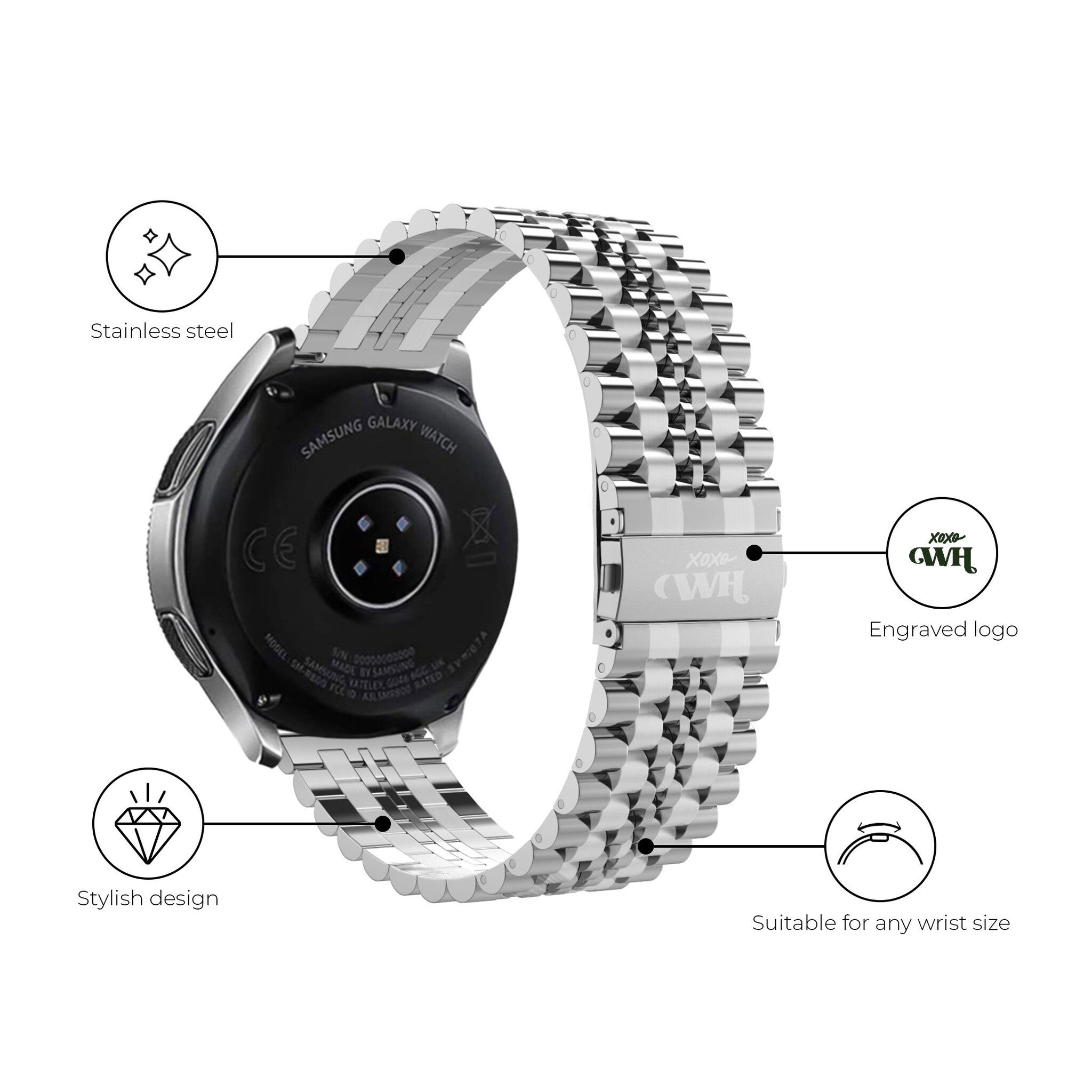 xoxo Wildhearts Fossil Gen 5e 44mm Steel Strap (Silver)