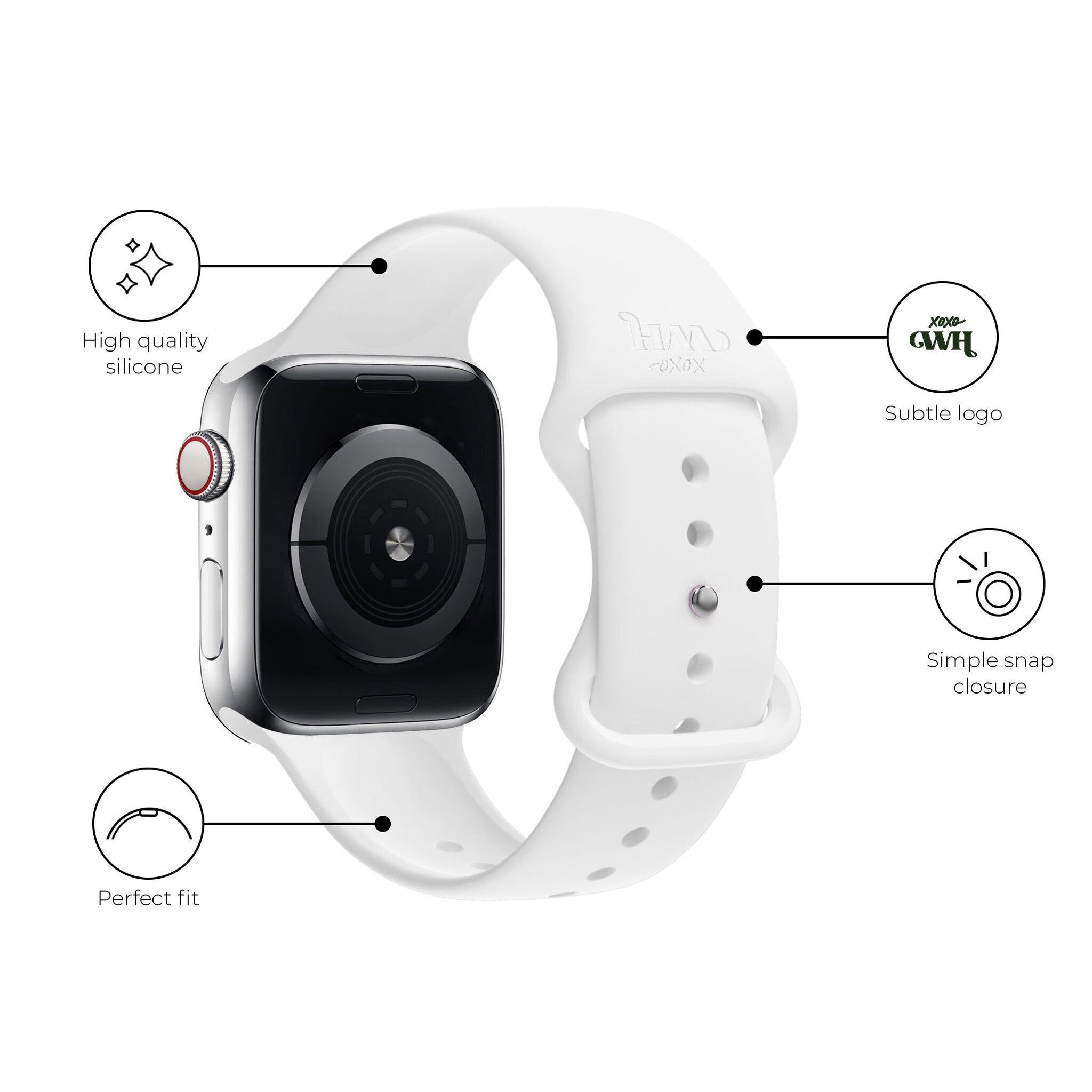 Correa silicona xoxo Wildhearts Apple Watch (blanco)