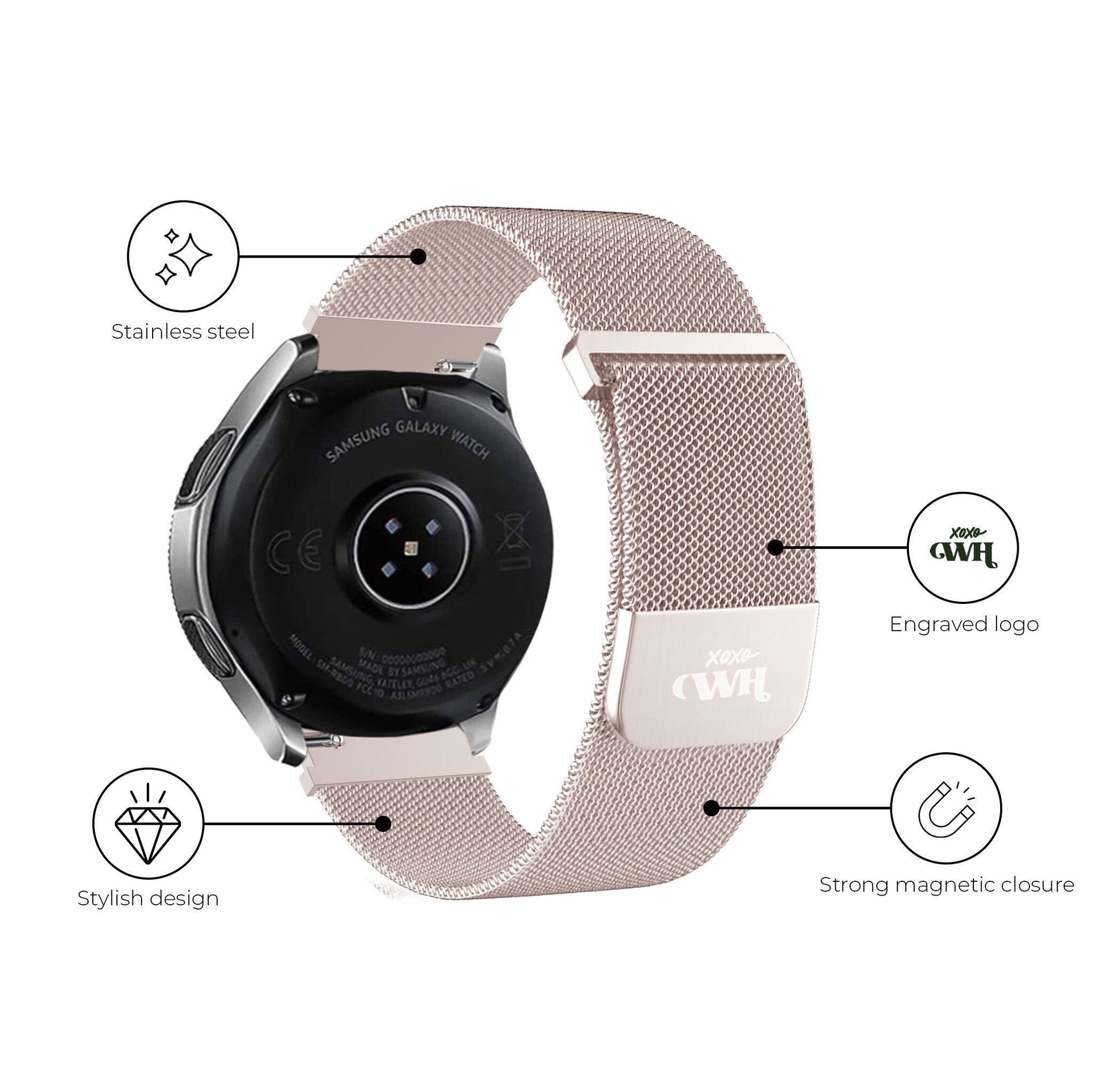 xoxo Wildhearts Samsung Galaxy Watch 3 41mm Milanese Strap (Rose Pink)