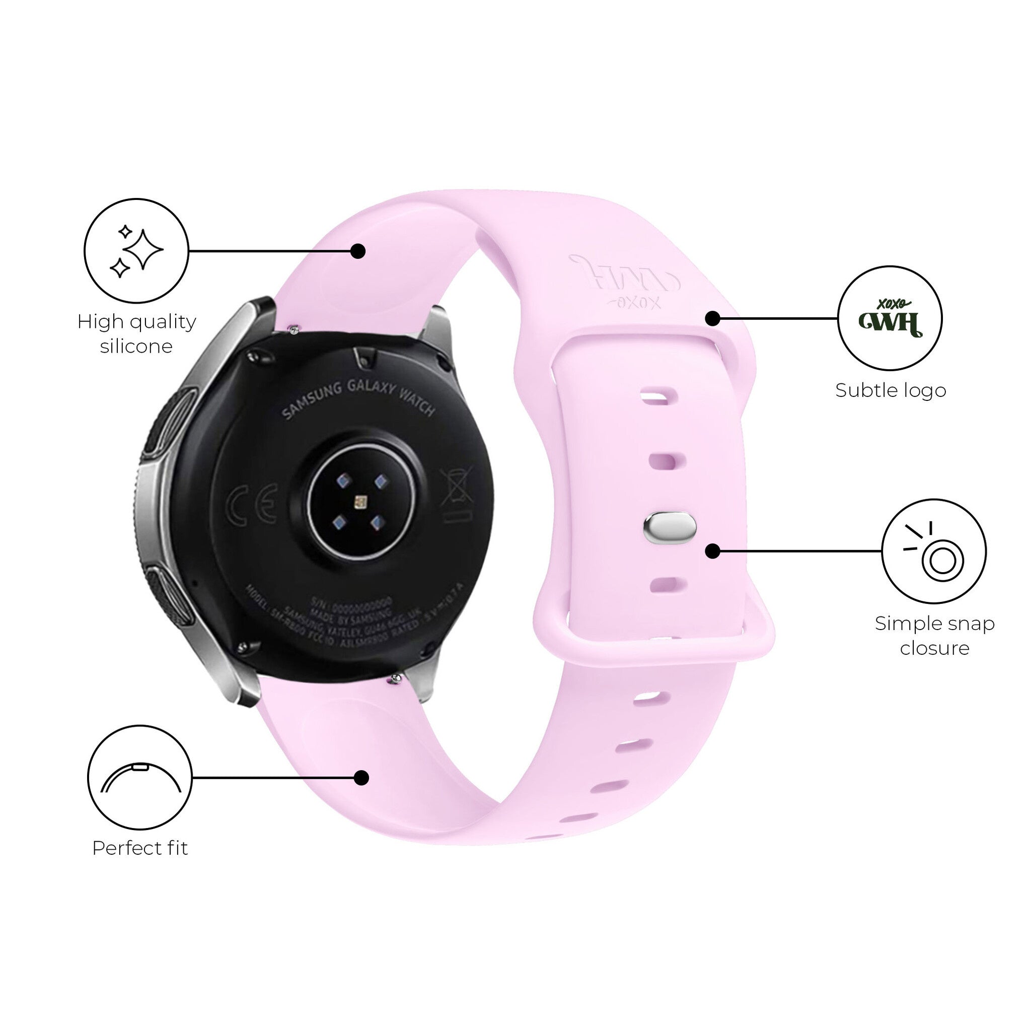 xoxo Wildhearts Fossil Gen 5e 44mm Silicone Strap (Pink)