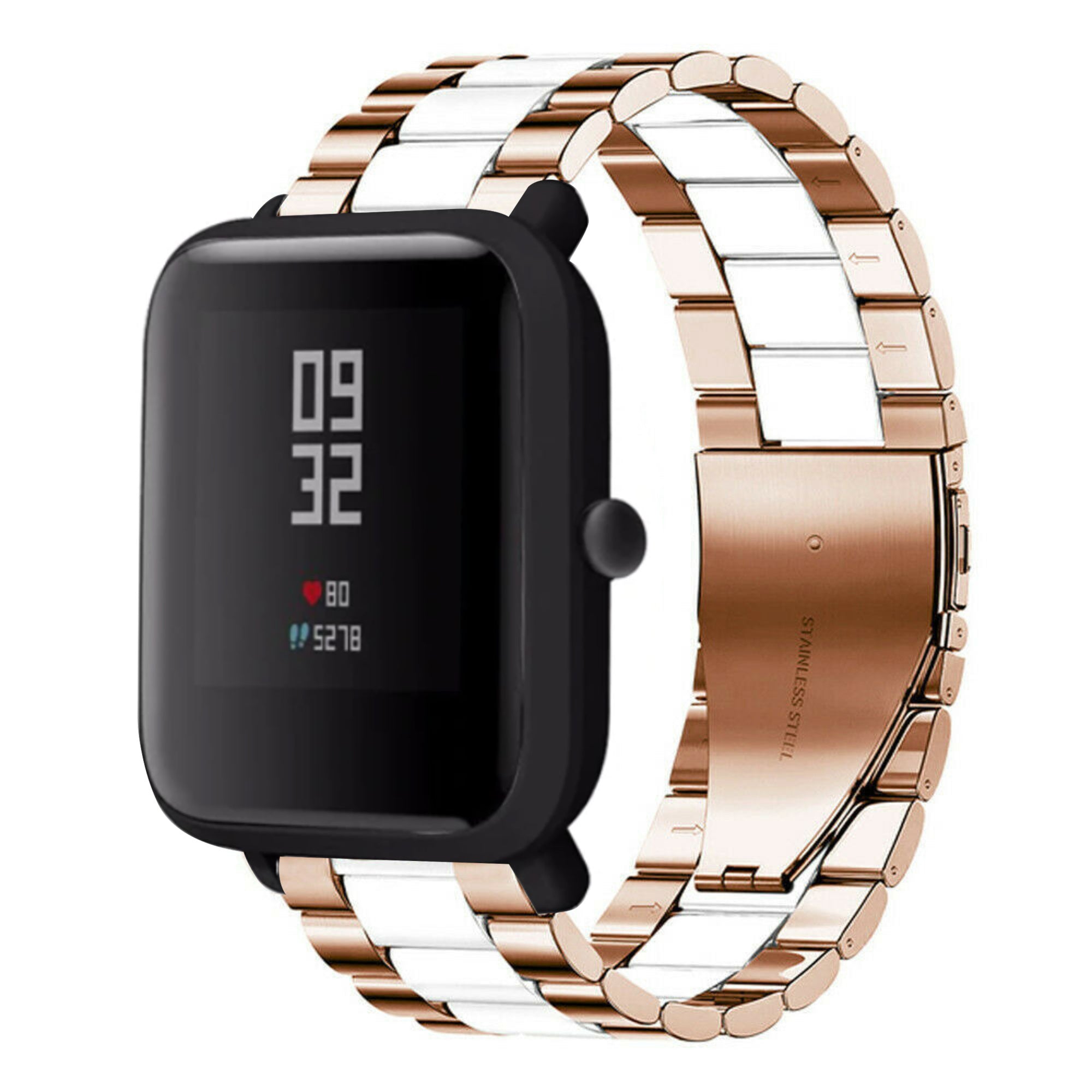 amazfit-bip-stalen-band-rose-goud-wit