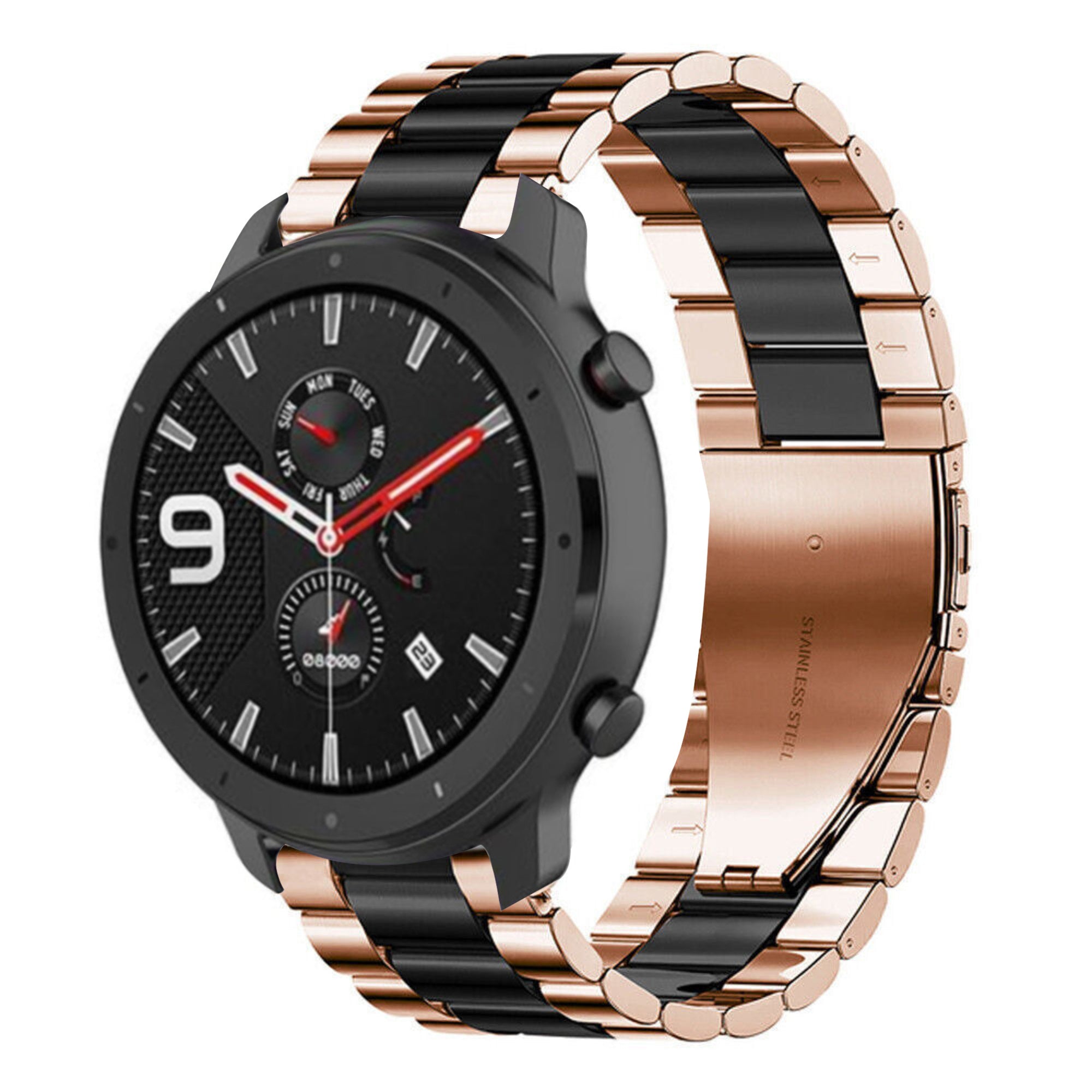 amazfit-gtr-stalen-band-rose-goud-zwart