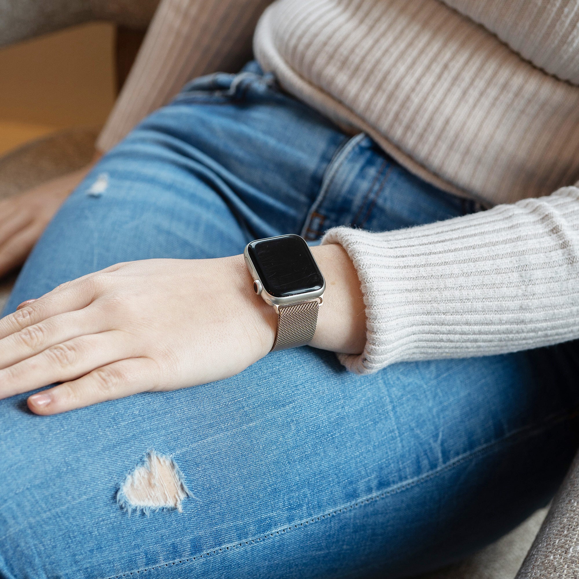 Correa milanesa Apple Watch Ultra (champán)
