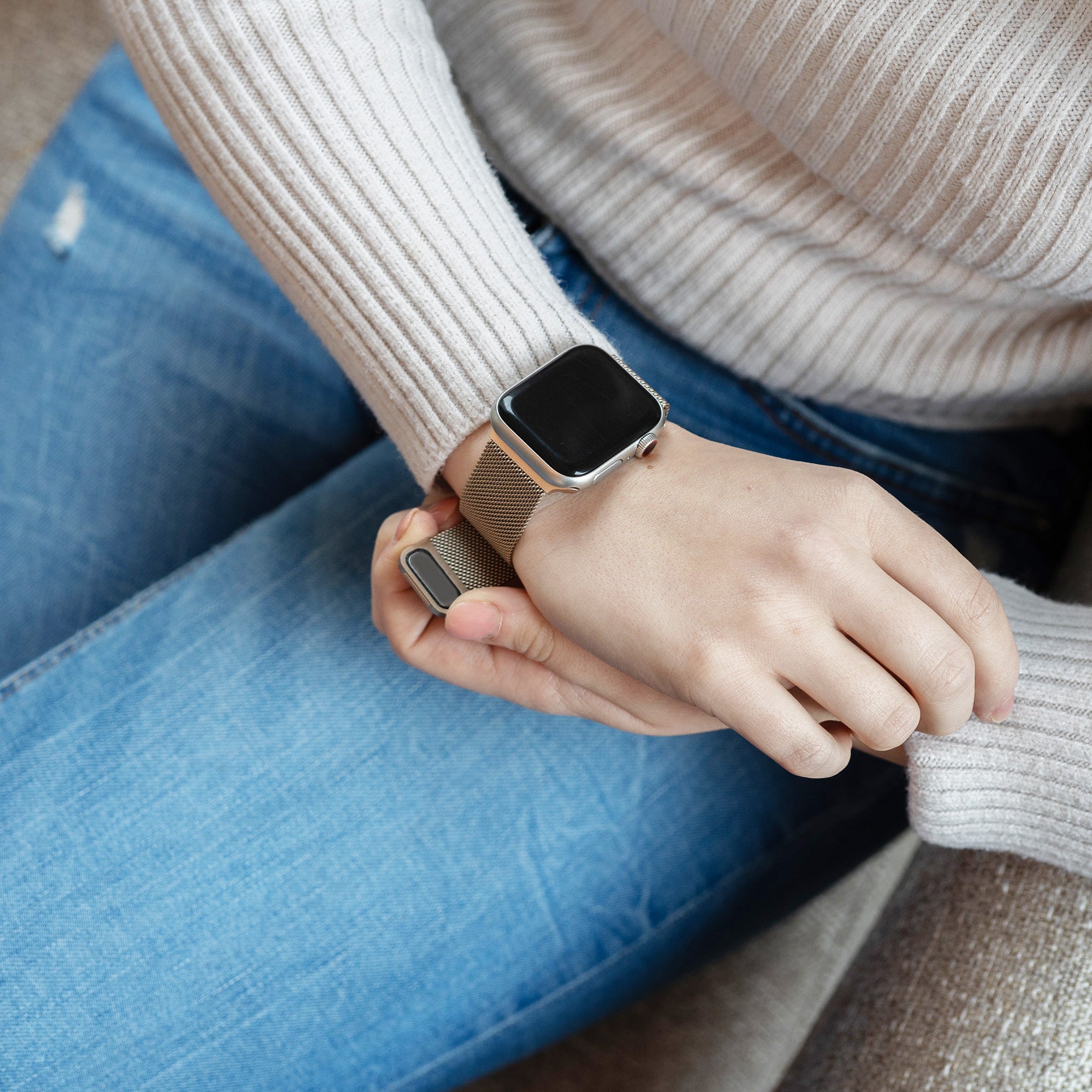 Correa milanesa Apple Watch Ultra (champán)