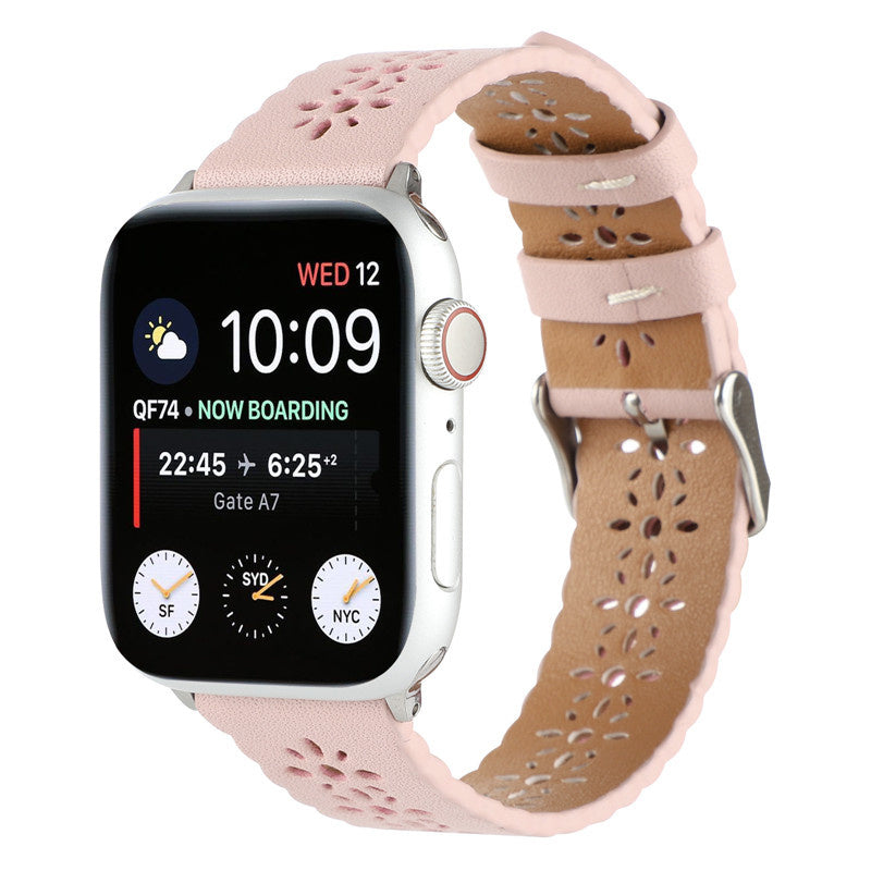 apple-watch-leren-band-patroon-roze