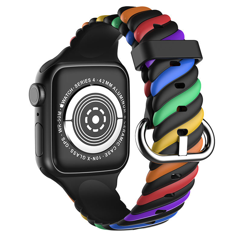 apple-watch-twisted-siliconen-bandje-regenboog