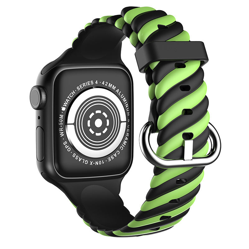 apple-watch-twisted-siliconen-bandje-zwart-geel