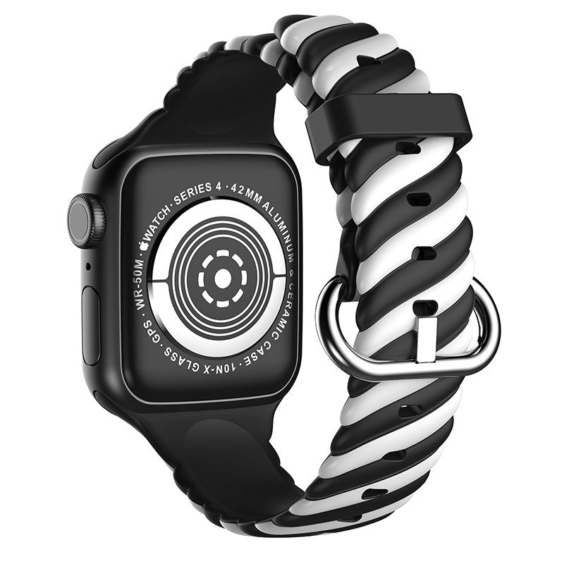 apple-watch-twisted-siliconen-bandje-zwart-wit