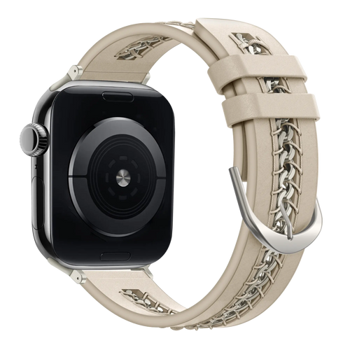 Bandz Correa cuero 'Chains' Apple Watch (beige)