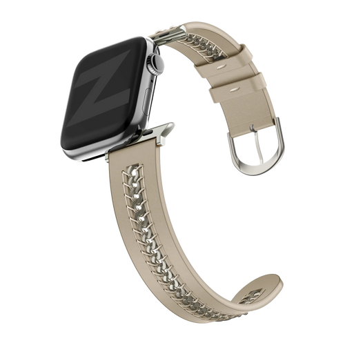 Bandz Correa cuero 'Chains' Apple Watch (beige)