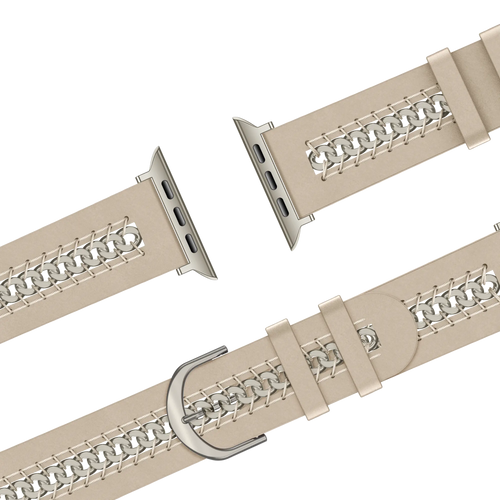 Bandz Correa cuero 'Chains' Apple Watch (beige)
