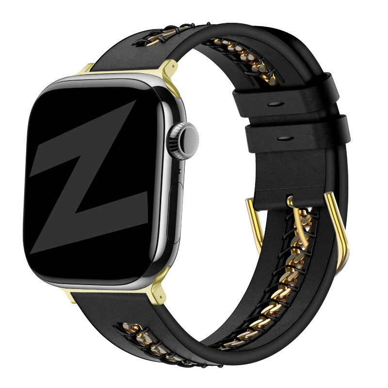 apple watch leather band chains black