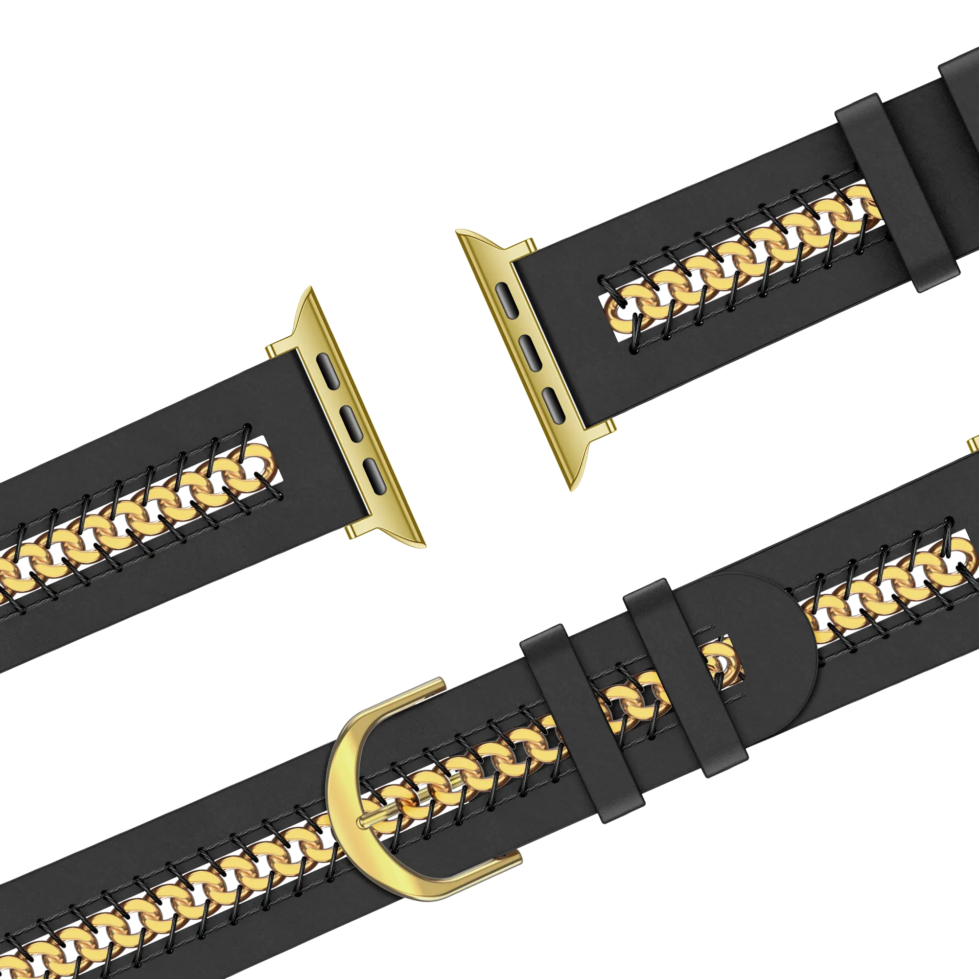 Bandz Apple Watch Lederarmband 'Chains' (Schwarz)