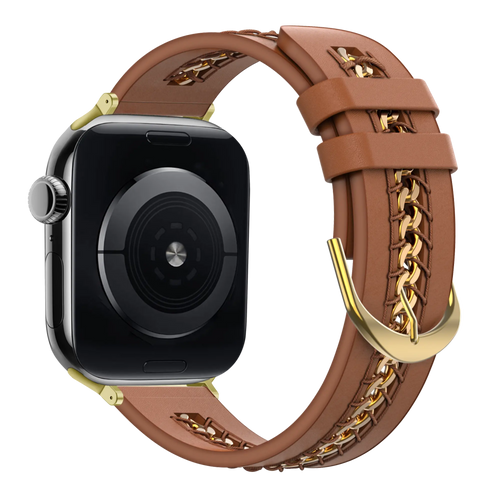 Bandz Apple Watch Lederarmband 'Chains' (Braun)