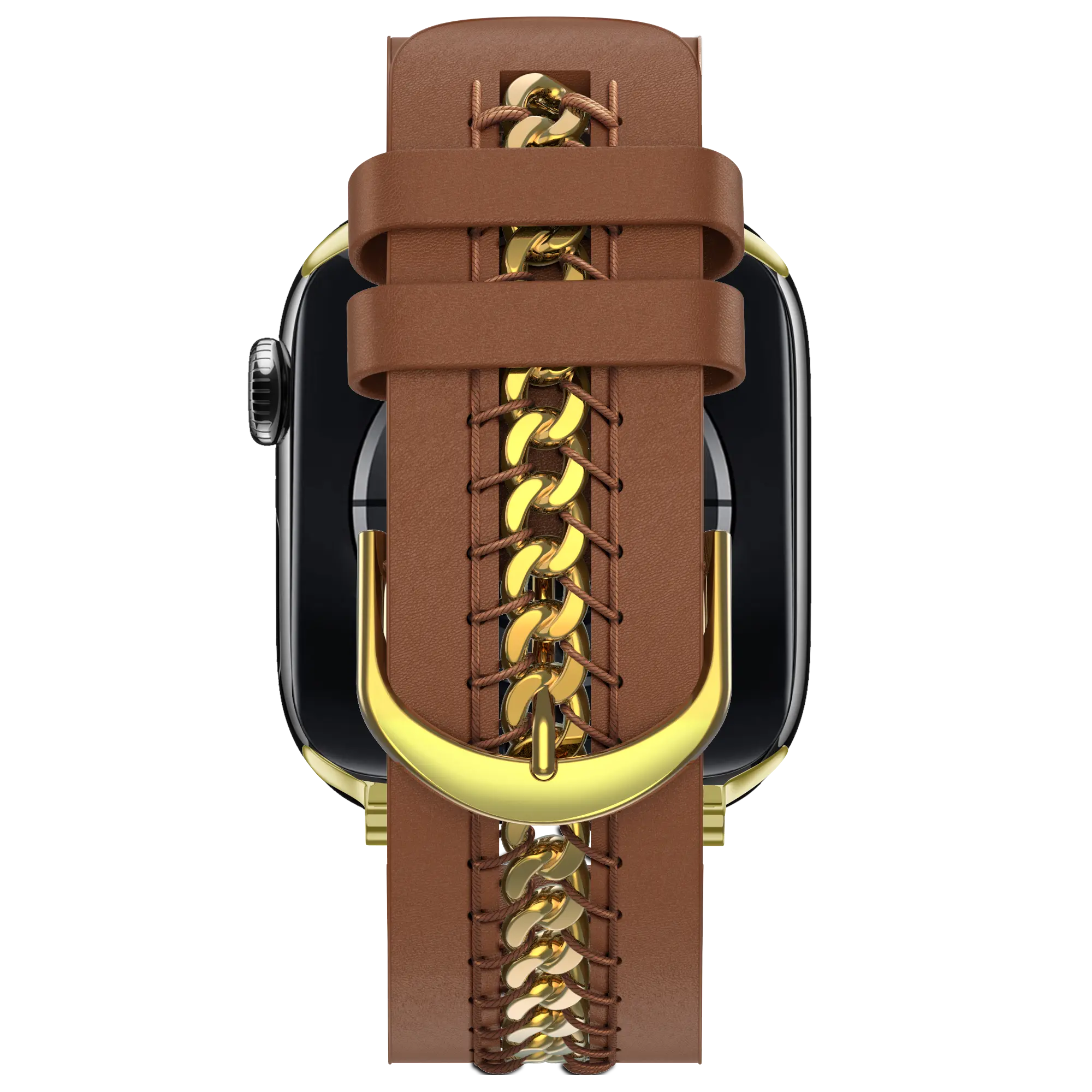 Bandz Apple Watch Lederarmband 'Chains' (Braun)