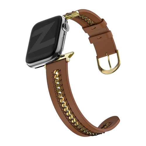 Bandz Apple Watch Lederarmband 'Chains' (Braun)